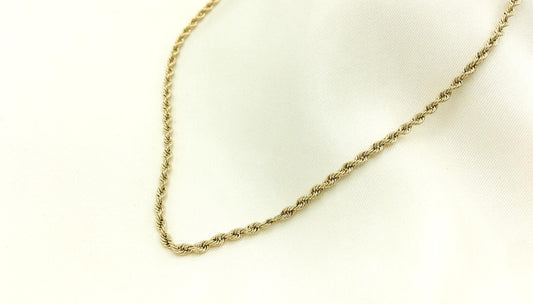 10K Gold Hollow Rope Chain, 22 inches, 2.7g