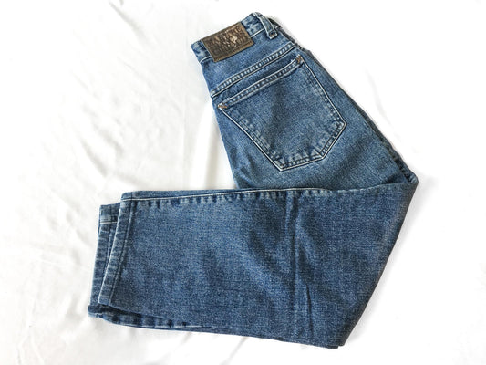 Vintage 90s Marithe Francois Girbaud Medium Wash High Waist Straight Leg Jeans, 23" Waist