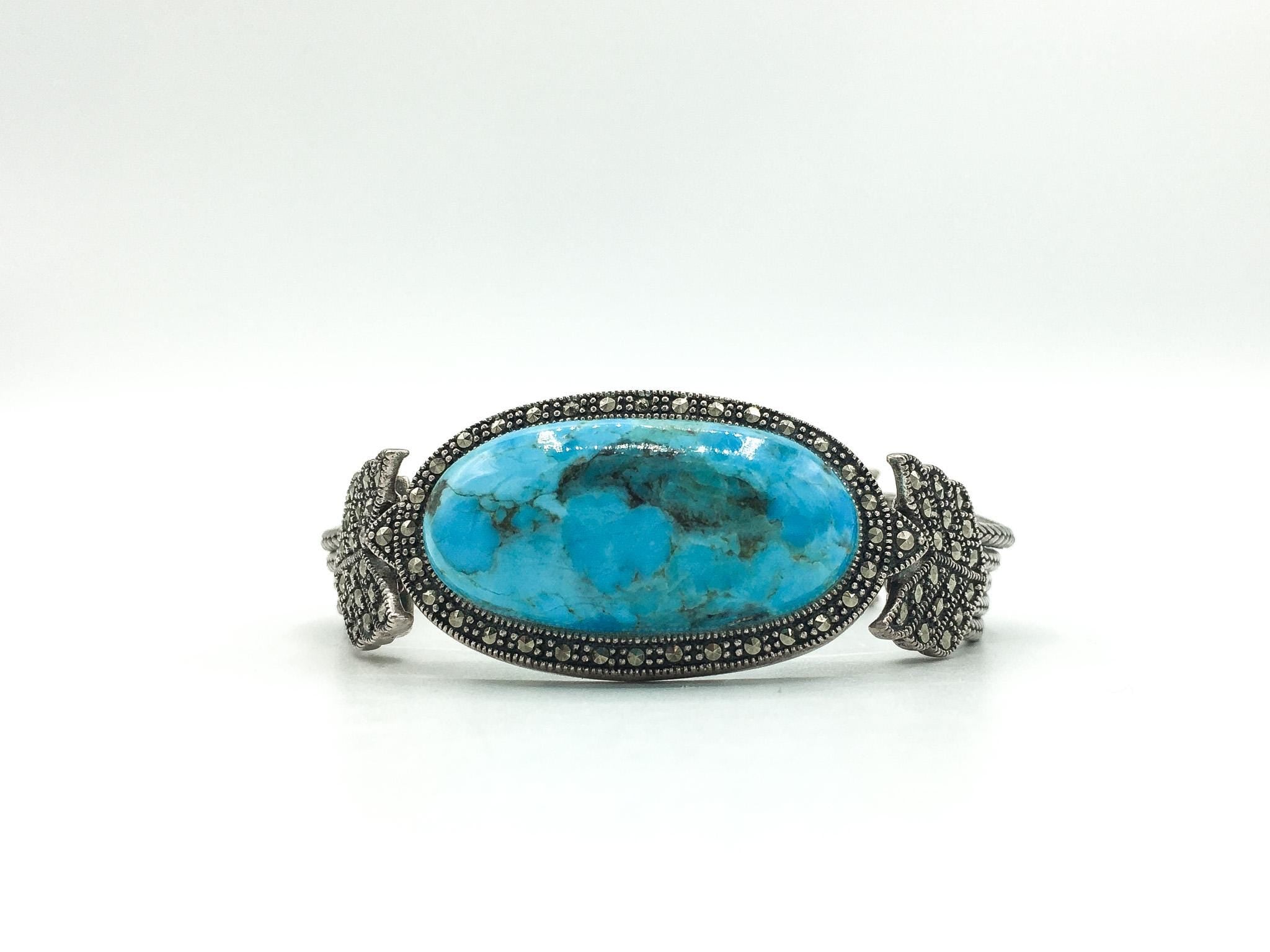 Vintage Native American Sterling Silver Ring selling Turquoise And Marcasites