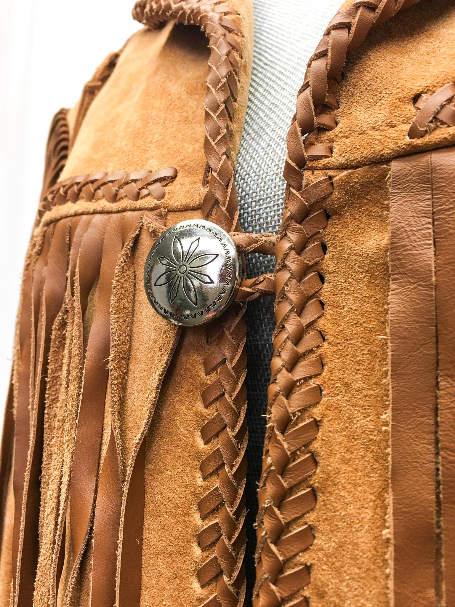 Vintage Scully Brown/Tan Suede Leather Beaded Fringe Jacket, Sz. 44L, Vintage Western Jacket