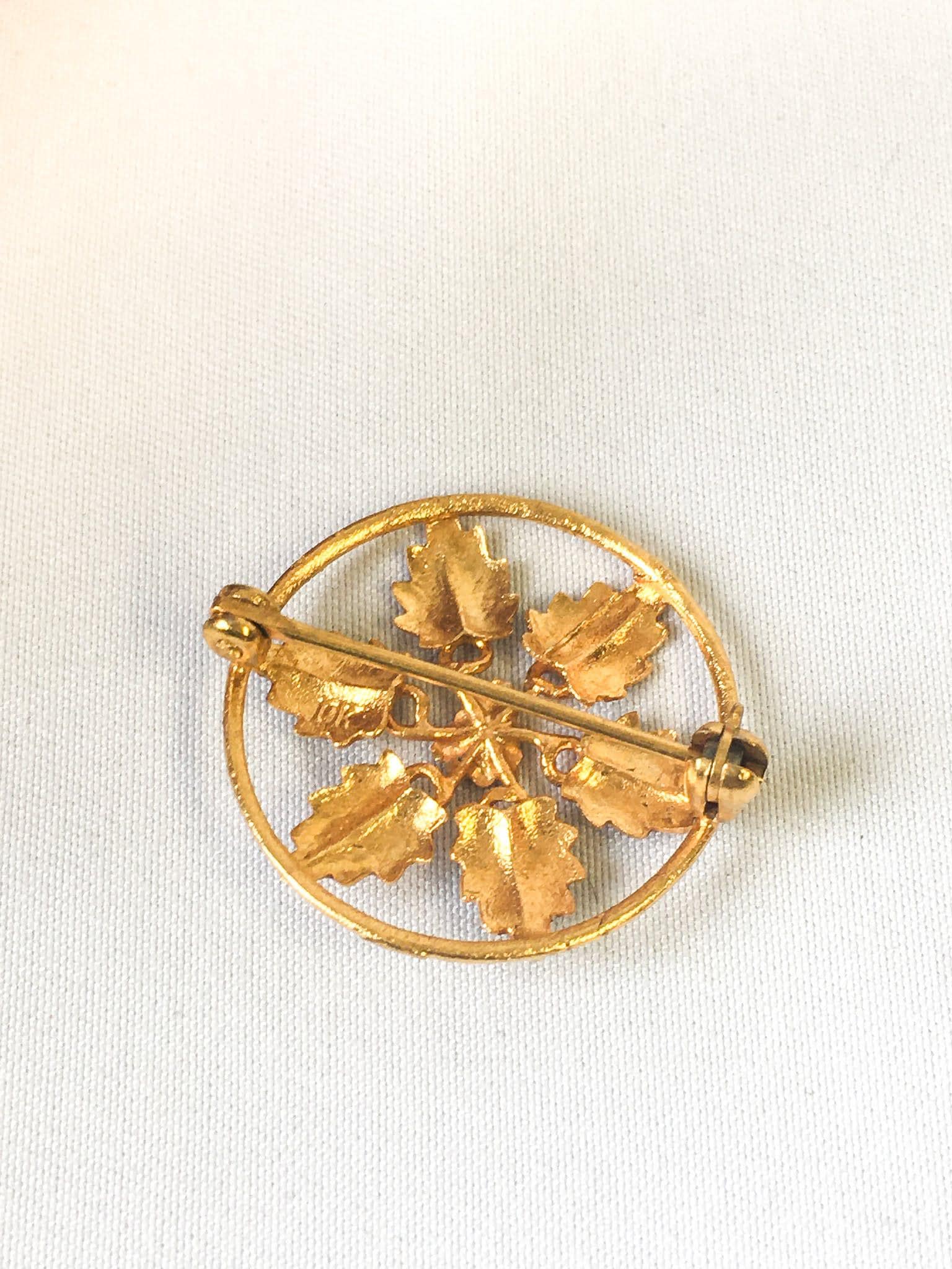 Vintage 10K Black Hills Gold Round Floral Pin/Brooch