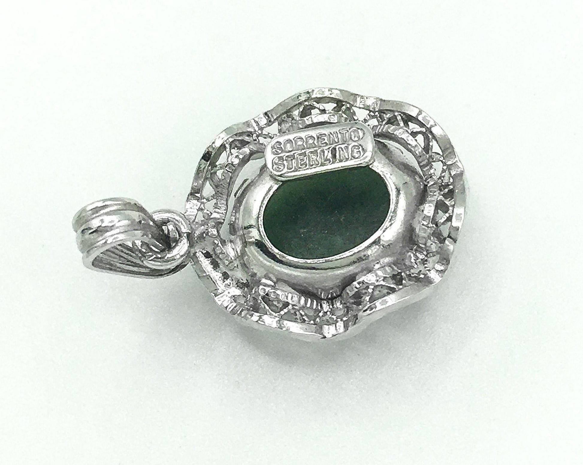 Vintage Sorrento Sterling Green Stone Pendant