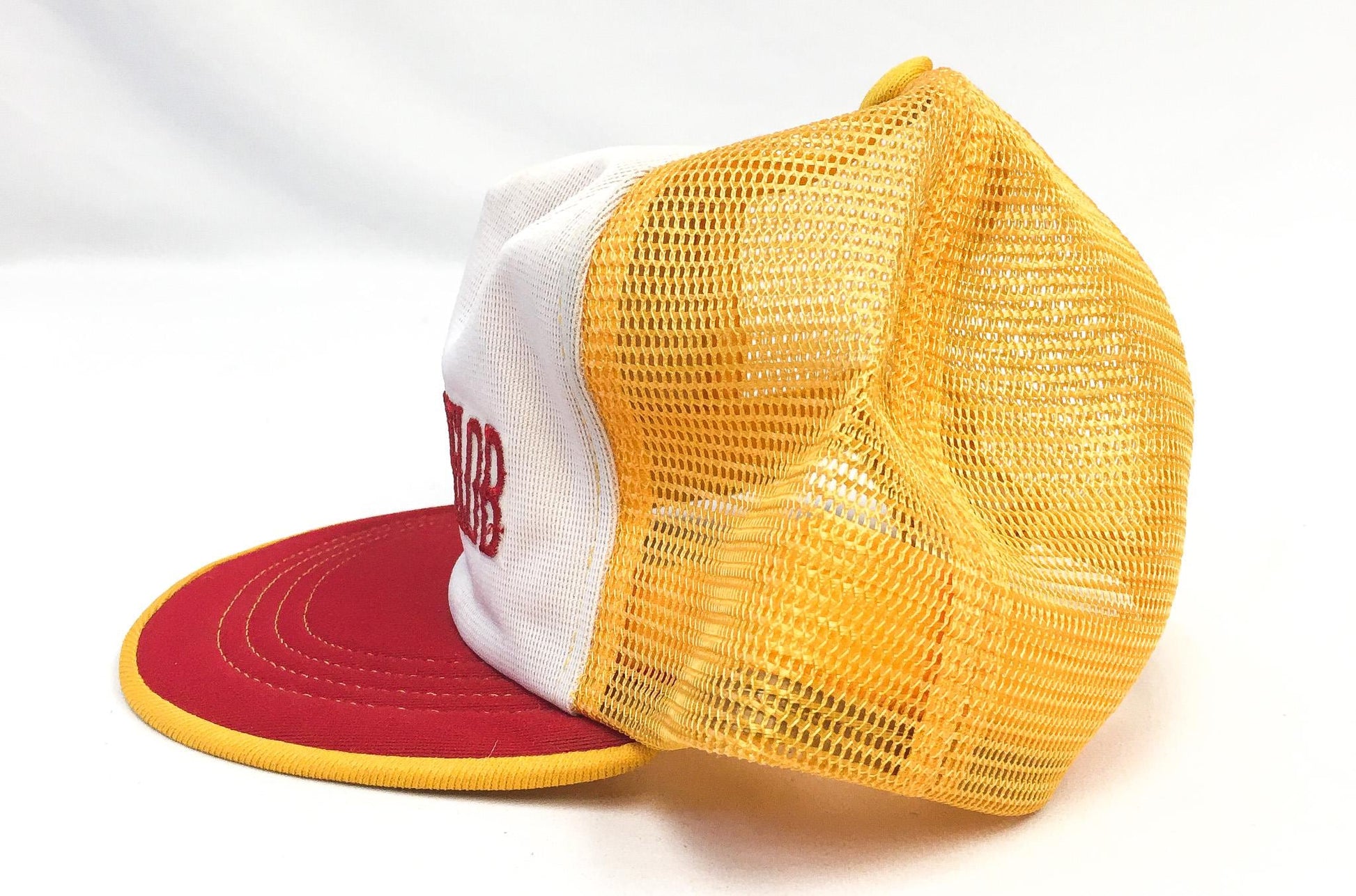 Vintage 90s Michelob White, Red and Yellow Embroidered Mesh Trucker Hat, Vintage Beer Flatbrim Baseball Cap