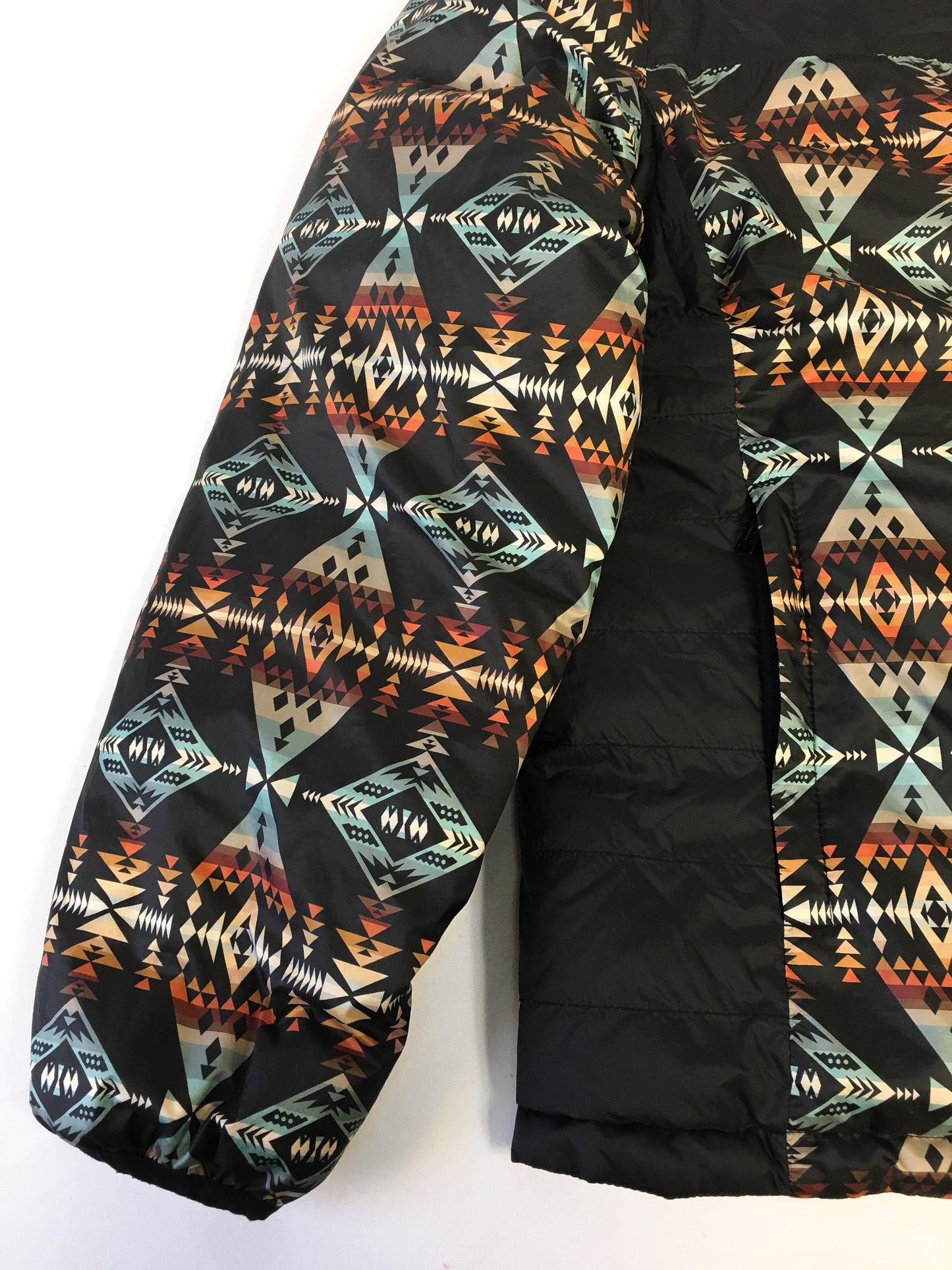 Reversible Pendleton Southwest Patterned Down Puffer Jacket, Women's Sz. L, Vintage Western Jacket