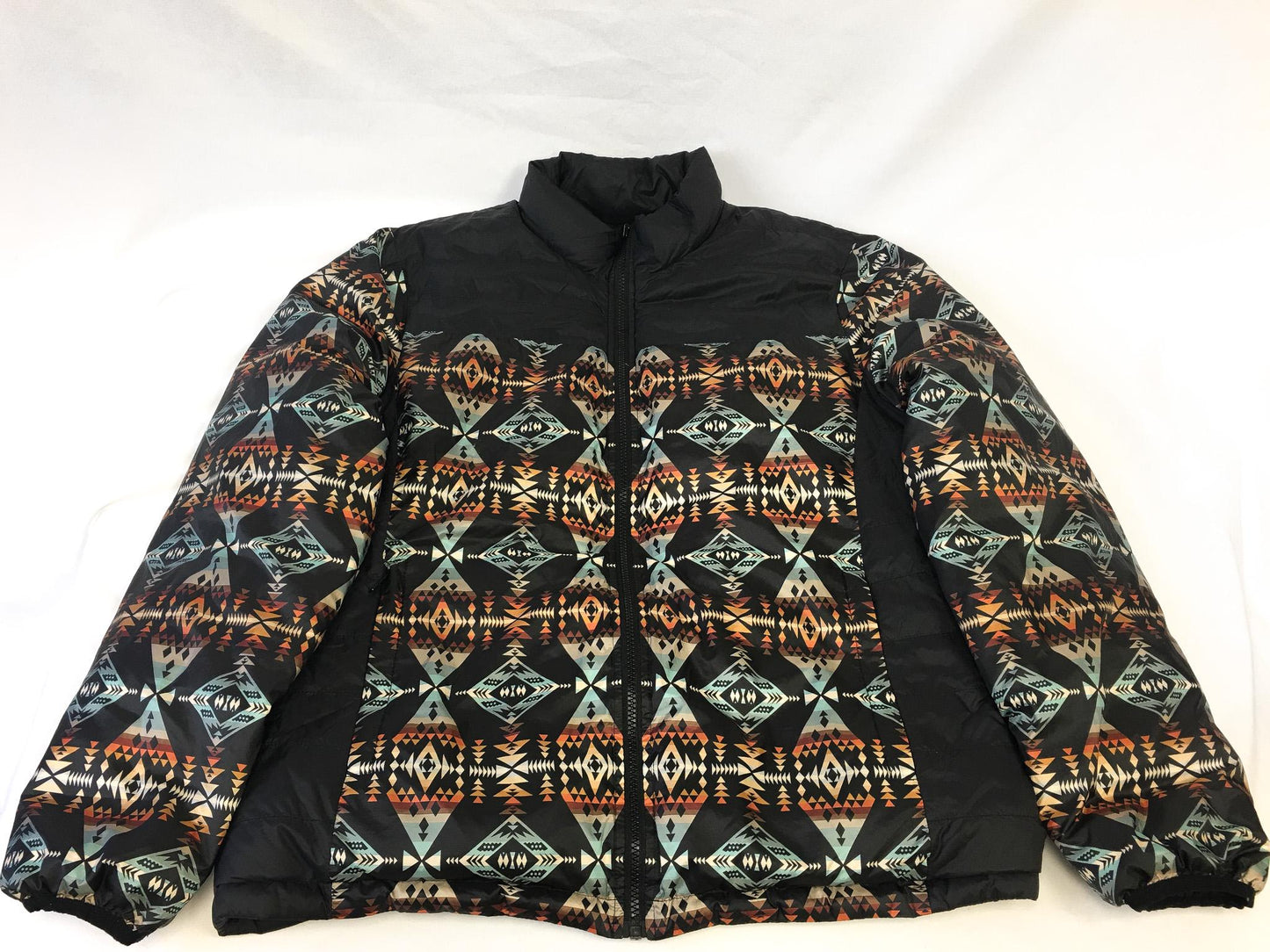 Reversible Pendleton Southwest Patterned Down Puffer Jacket, Women's Sz. L, Vintage Western Jacket