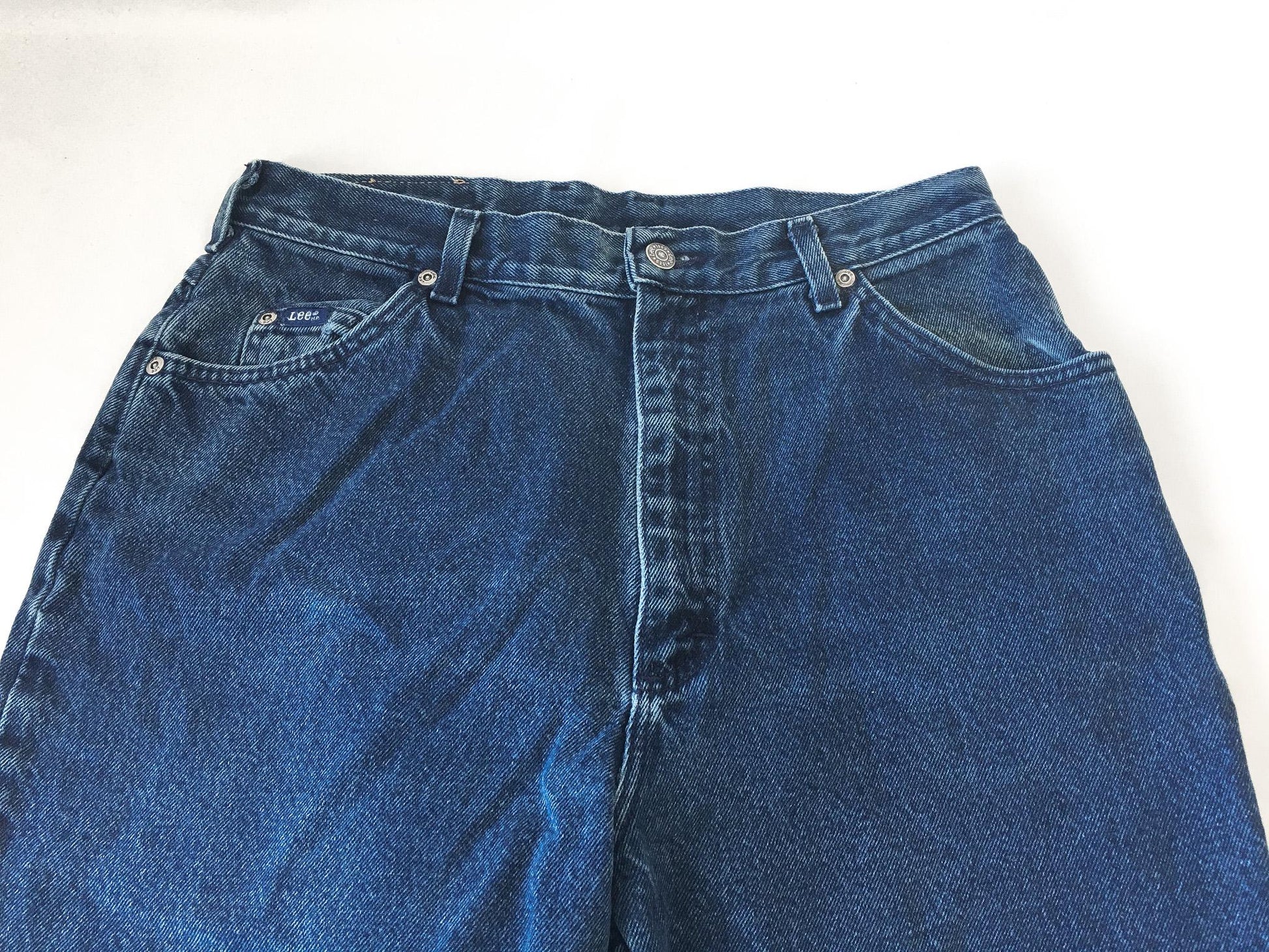 Vintage 90s LEE Dark Wash High Waisted Tapered Mom Jeans, Sz. 28" x 28", Vintage 90s Denim Jeans