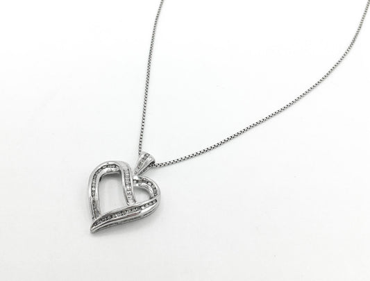 925 Genuine Diamond Heart Pendant with 925 Box Chain 18# Necklace