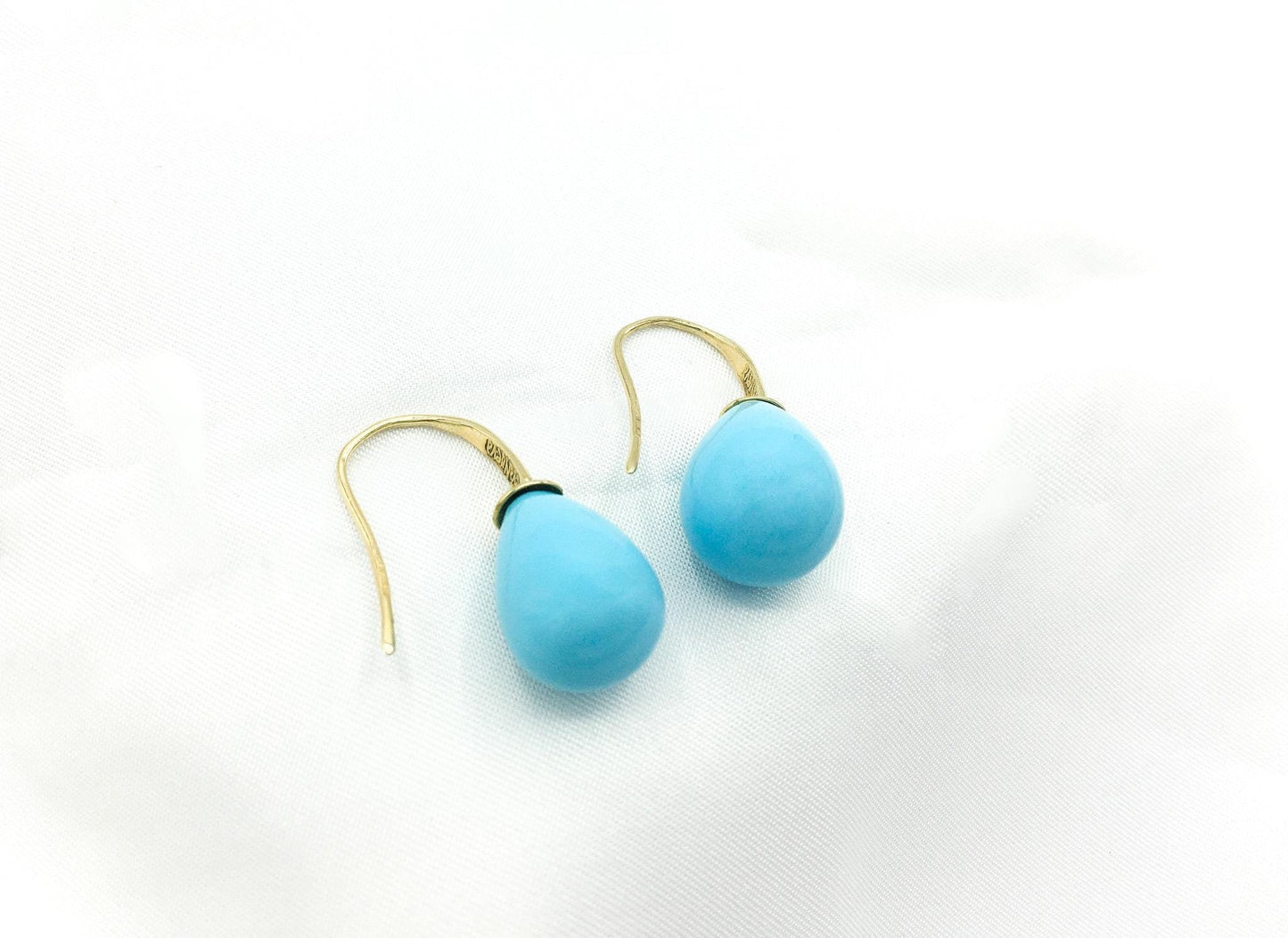 Retired 18K Eva Nueva Turquoise Drop Earrings, Rare Find