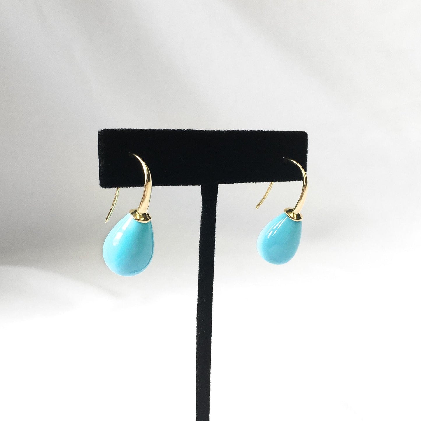 Retired 18K Eva Nueva Turquoise Drop Earrings, Rare Find