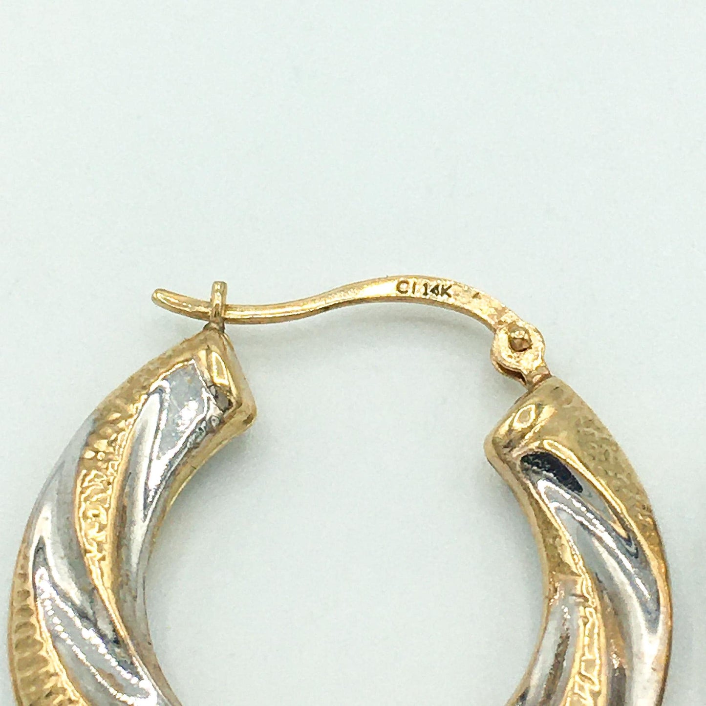 14K Gold Two Tone Hollow Hoop Earrings