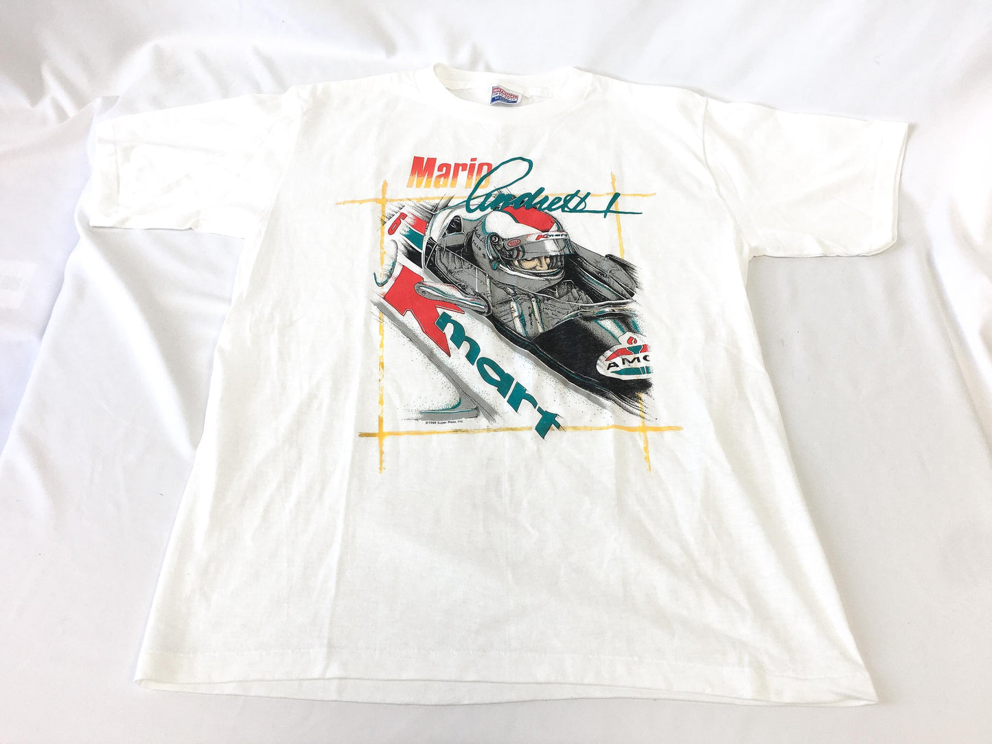 Vintage 1988 Mario Andretti Kmart Racing T-Shirt, Men's Sz. XL, Vintage Streetwear Racing Shirt