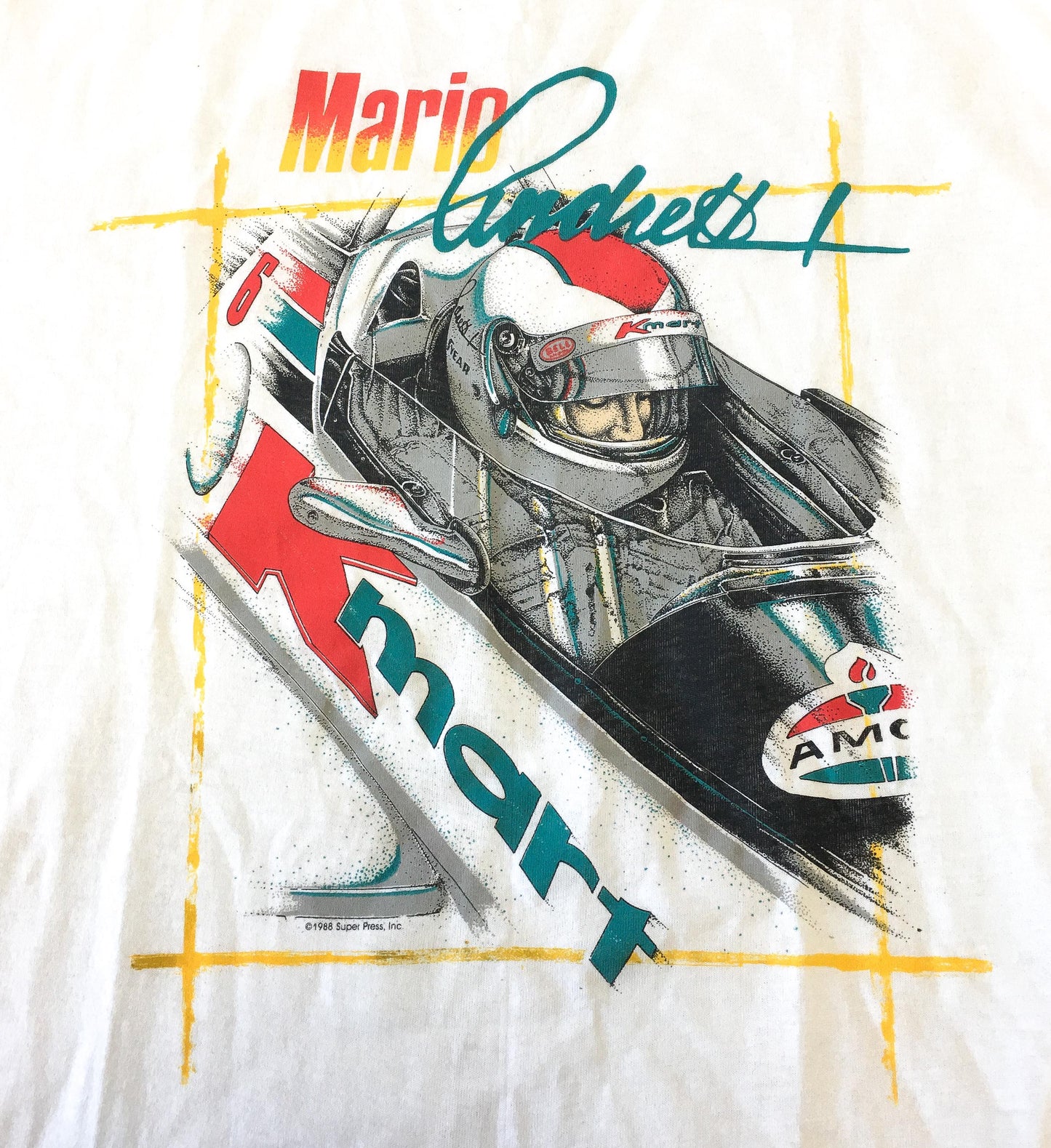 Vintage 1988 Mario Andretti Kmart Racing T-Shirt, Men's Sz. XL, Vintage Streetwear Racing Shirt