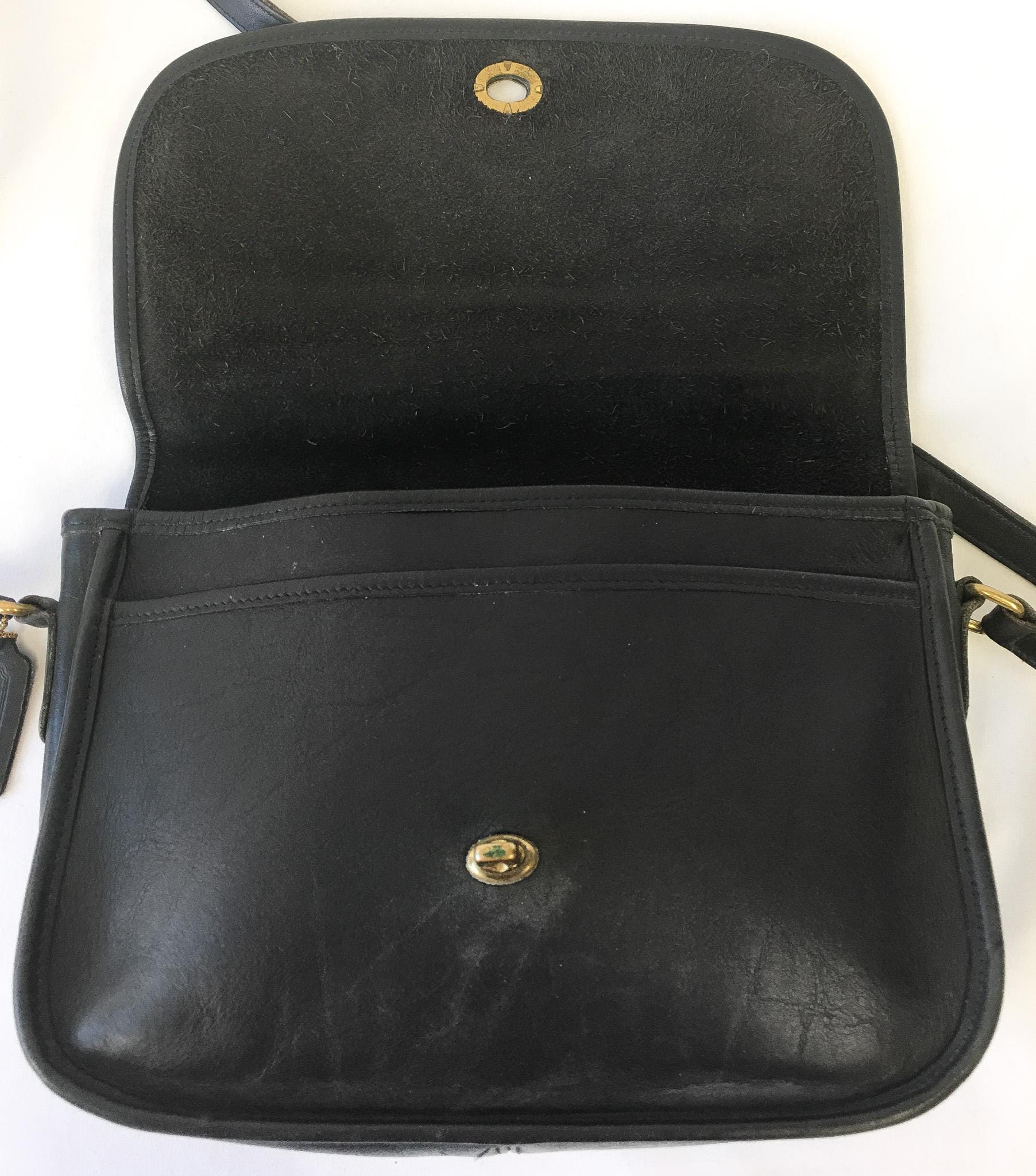 Vintage 90s Coach Black Leather City Crossbody Bag, Style #9790, Vintage Coach Handbag