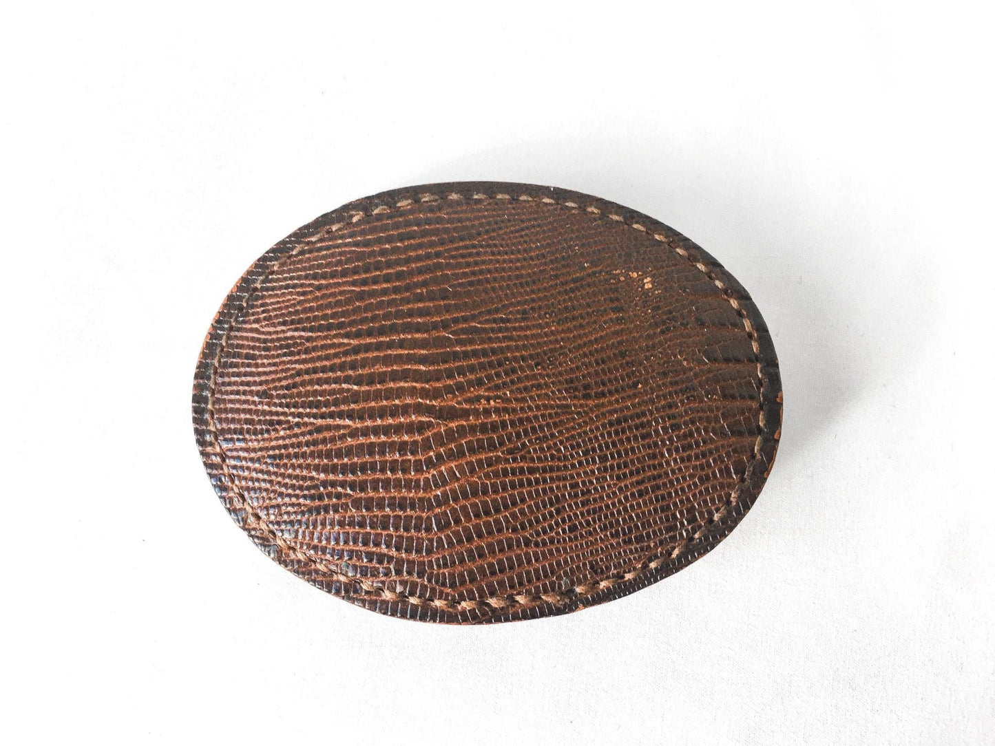 Vintage Dun Dee Brown Lizard Leather Belt Buckle, Vintage Western Belt Buckle