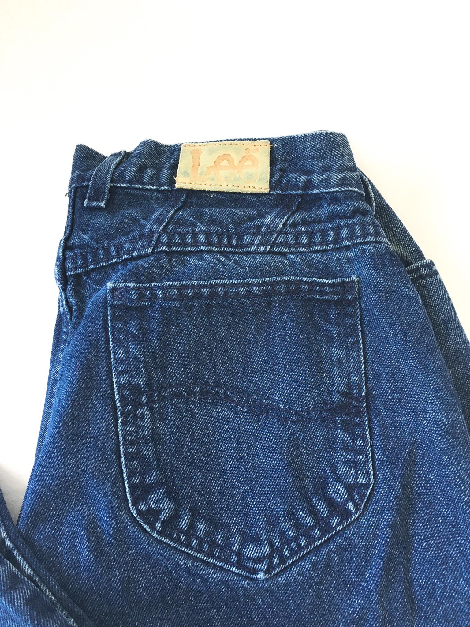 Vintage 90s LEE Dark Wash High Waisted Tapered Mom Jeans, Sz. 28" x 28", Vintage 90s Denim Jeans