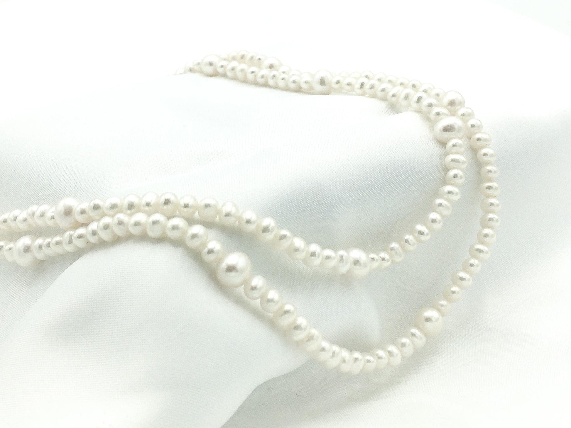 Vintage 10k Double Strand Pearl Necklace, 17" Pearl Necklace