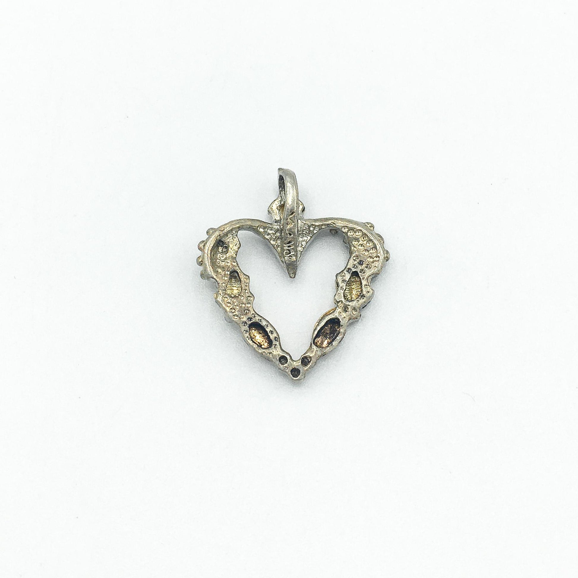 10k Gold & 925 Silver Black Hills Gold Heart Pendant, Grape Leaf Heart Pendant