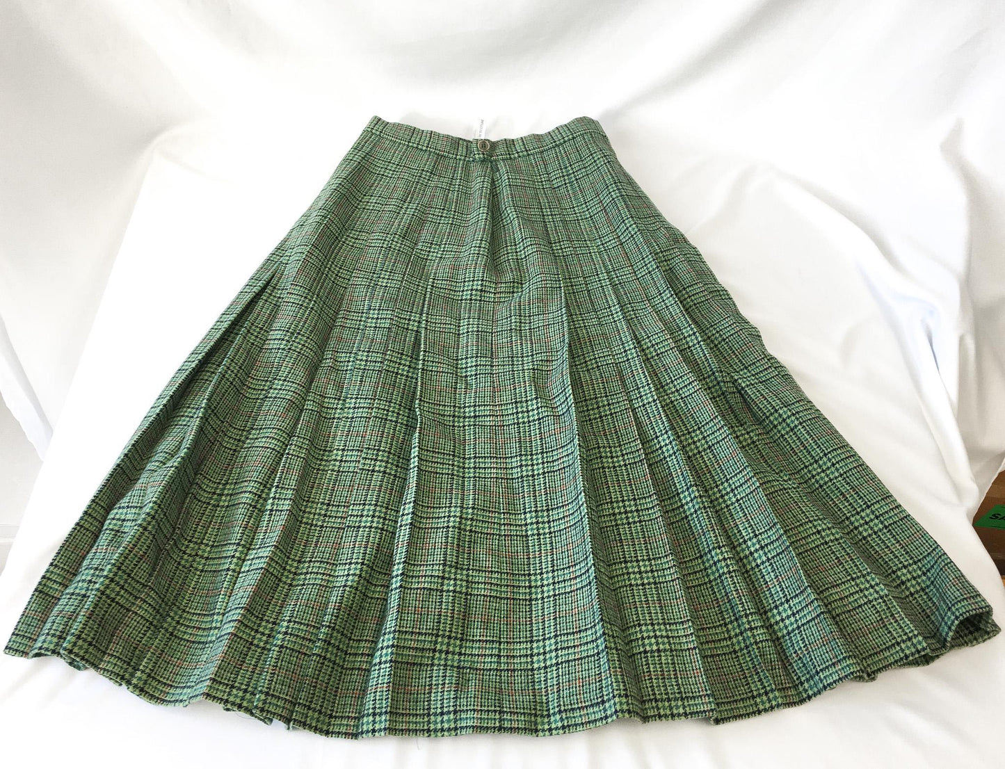 Vintage James Dalgiesh Green Plaid Wool Skirt, Vintage Sz. 12