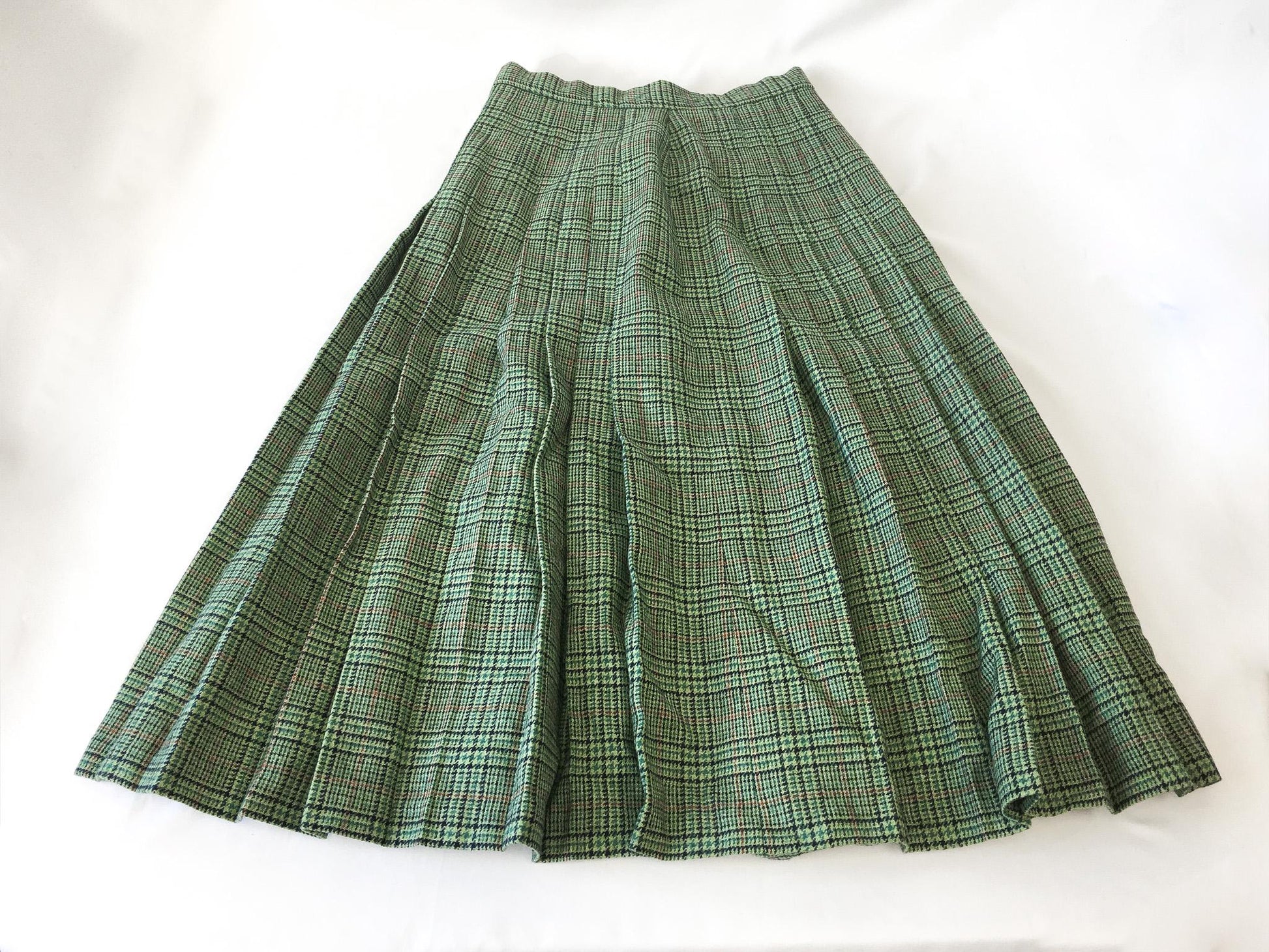 Vintage James Dalgiesh Green Plaid Wool Skirt, Vintage Sz. 12