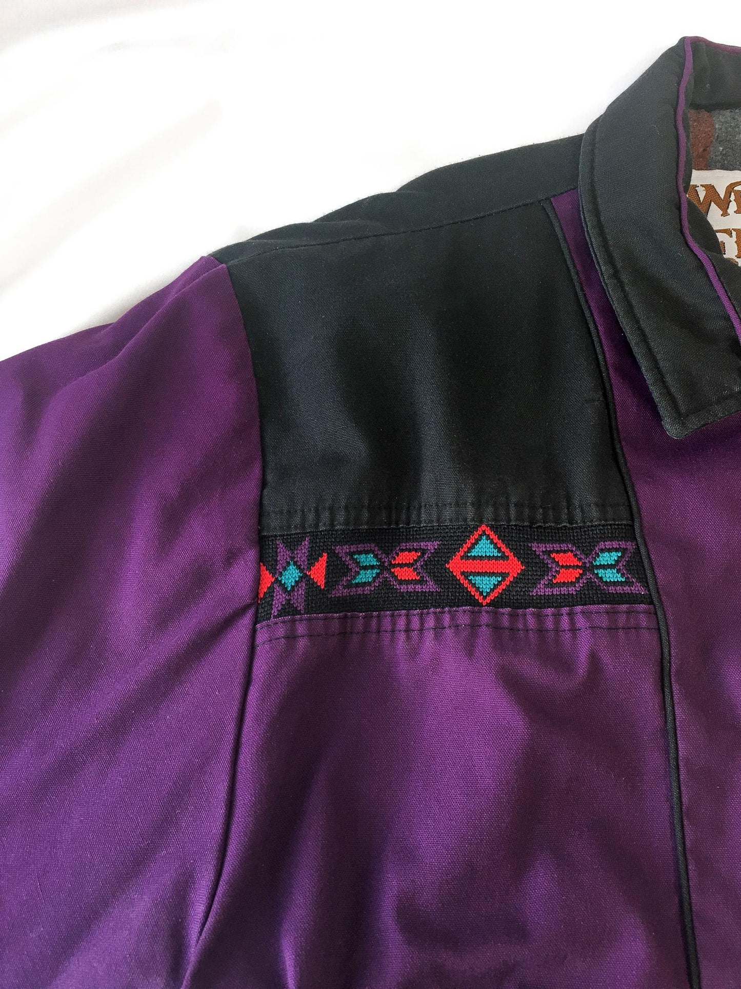 Vintage 90s Western Frontier Purple Southwestern Striped Wool Lined Jacket, Women's Sz. XL, Vintage Western Winter Jacket