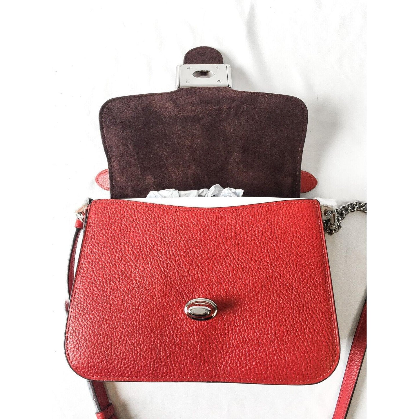 New Without Tags Coach Cassidy Rivet Top Handle Crossbody Bright Cardinal