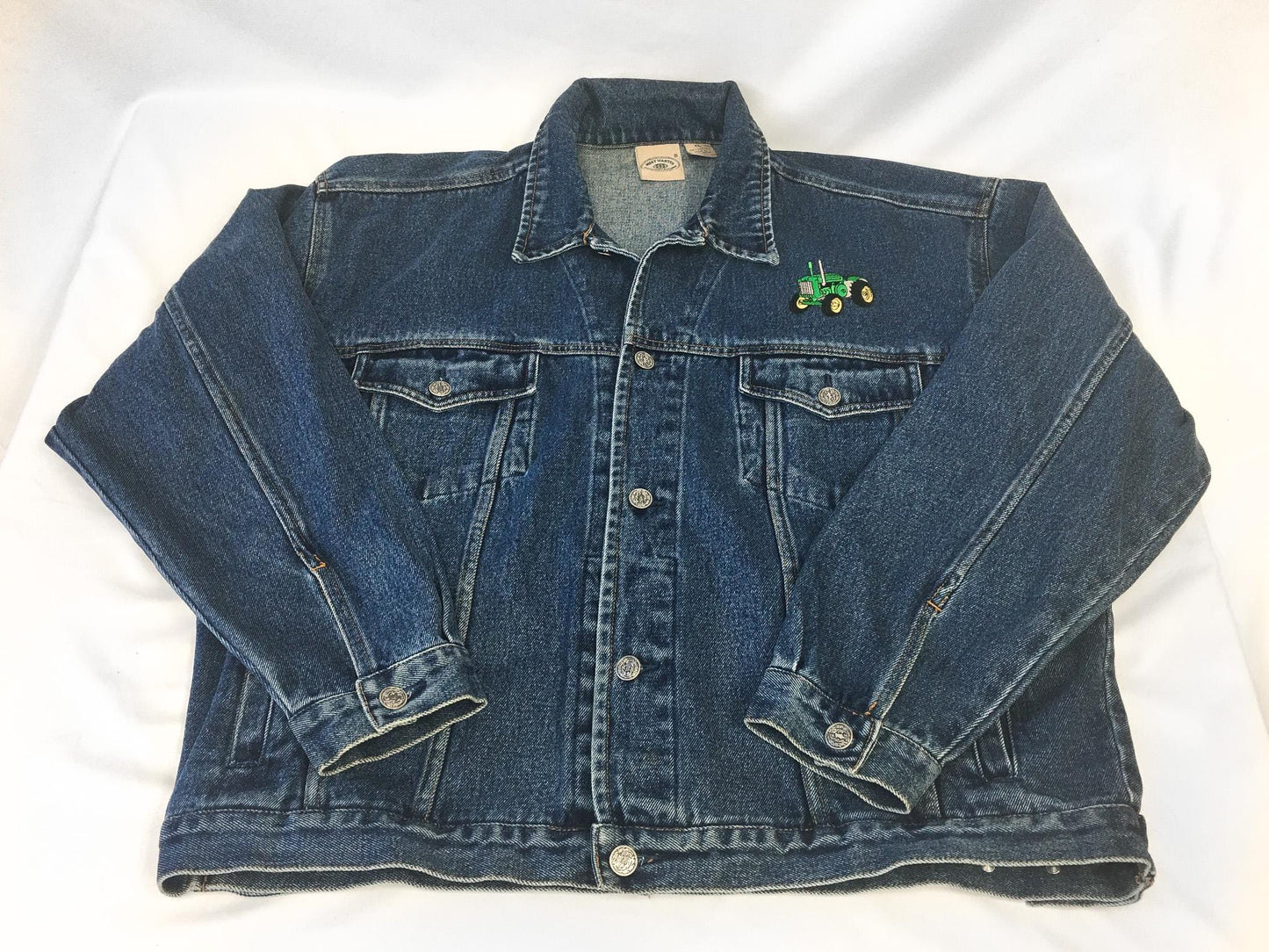 Vintage Most Wanted Dark Wash Pheasant Tractor Embroidered Wildlife Denim Jacket, Sz. XL