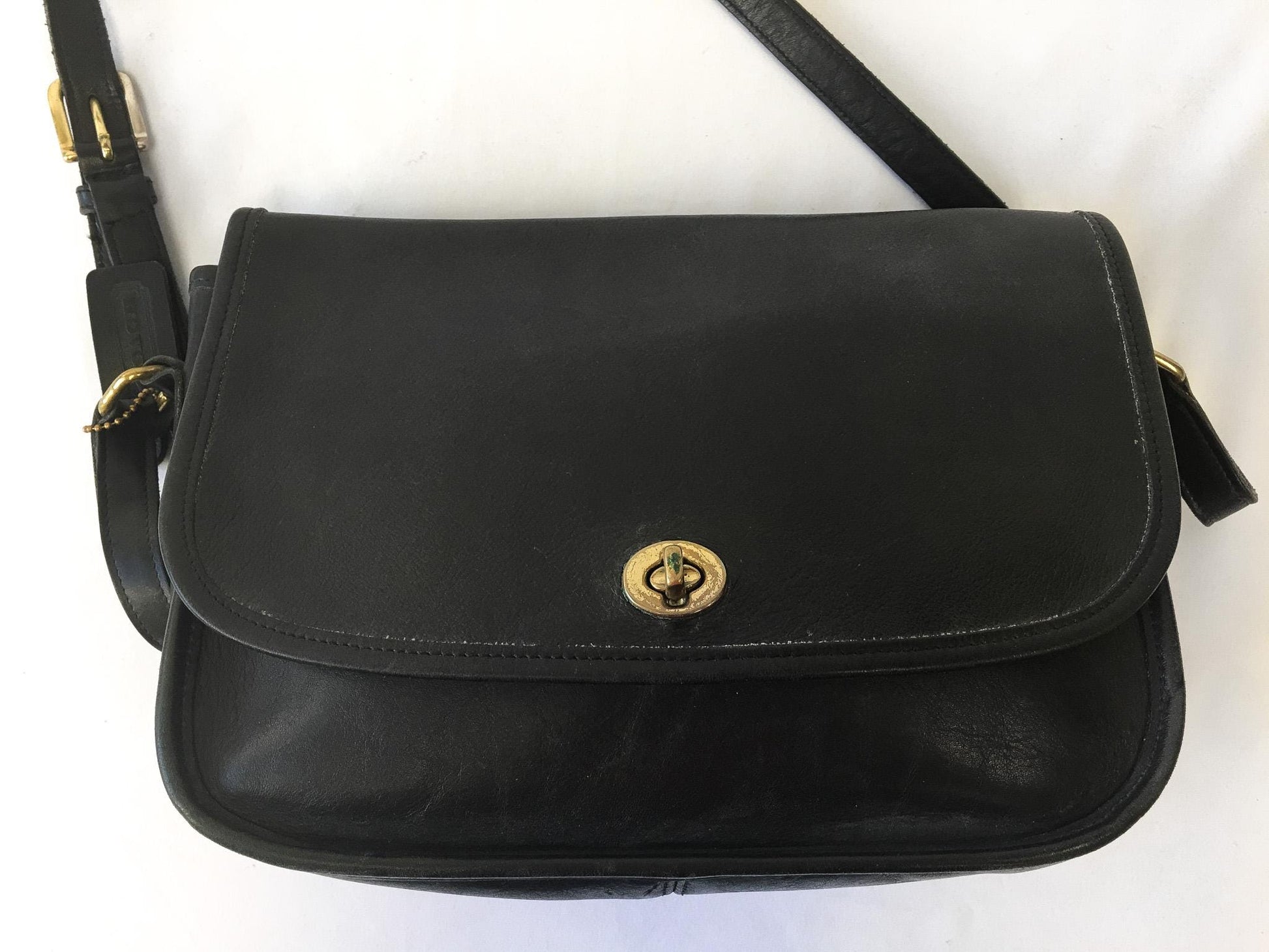 Vintage 90s Coach Black Leather City Crossbody Bag, Style #9790, Vintage Coach Handbag