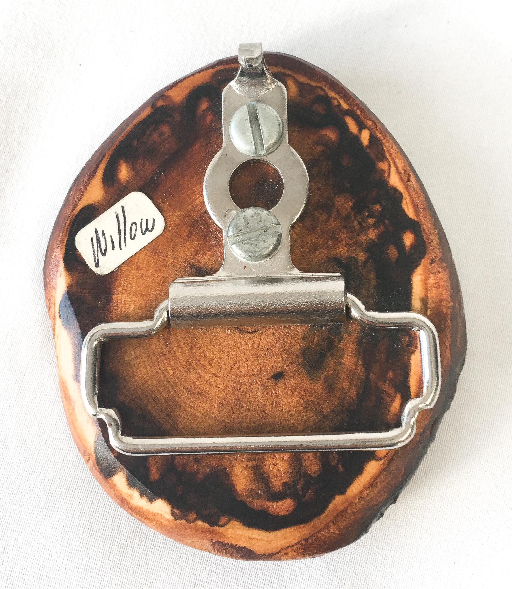 Vintage Handcrafted Willow Tree Bark Belt Buckle, Vintage Western Belt Buckle