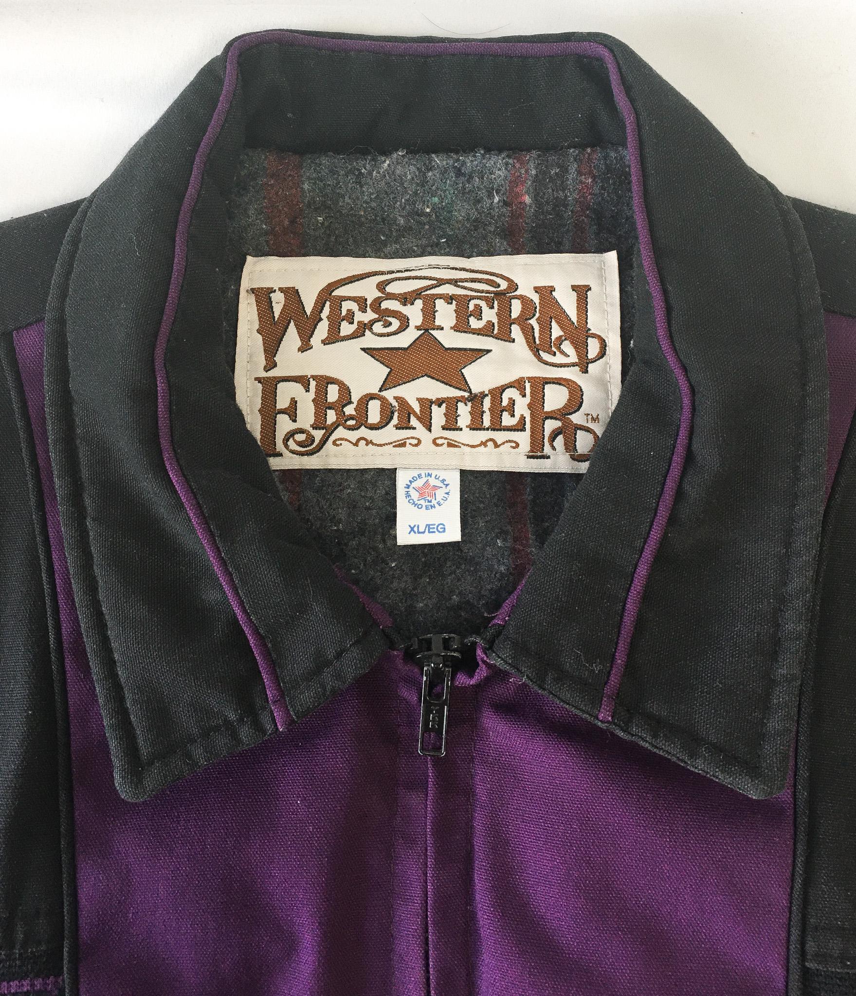 Vintage 90s Western Frontier Purple Southwestern Striped Wool Lined Jacket, Women's Sz. XL, Vintage Western Winter Jacket