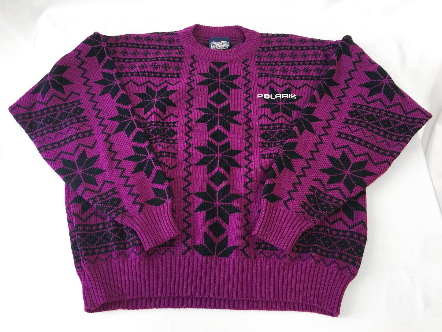 Vintage 90s Polaris Magenta/Purple Fair Isle Print Sweater, Men's Sz. XL, Vintage Festive Holiday Christmas Sweater