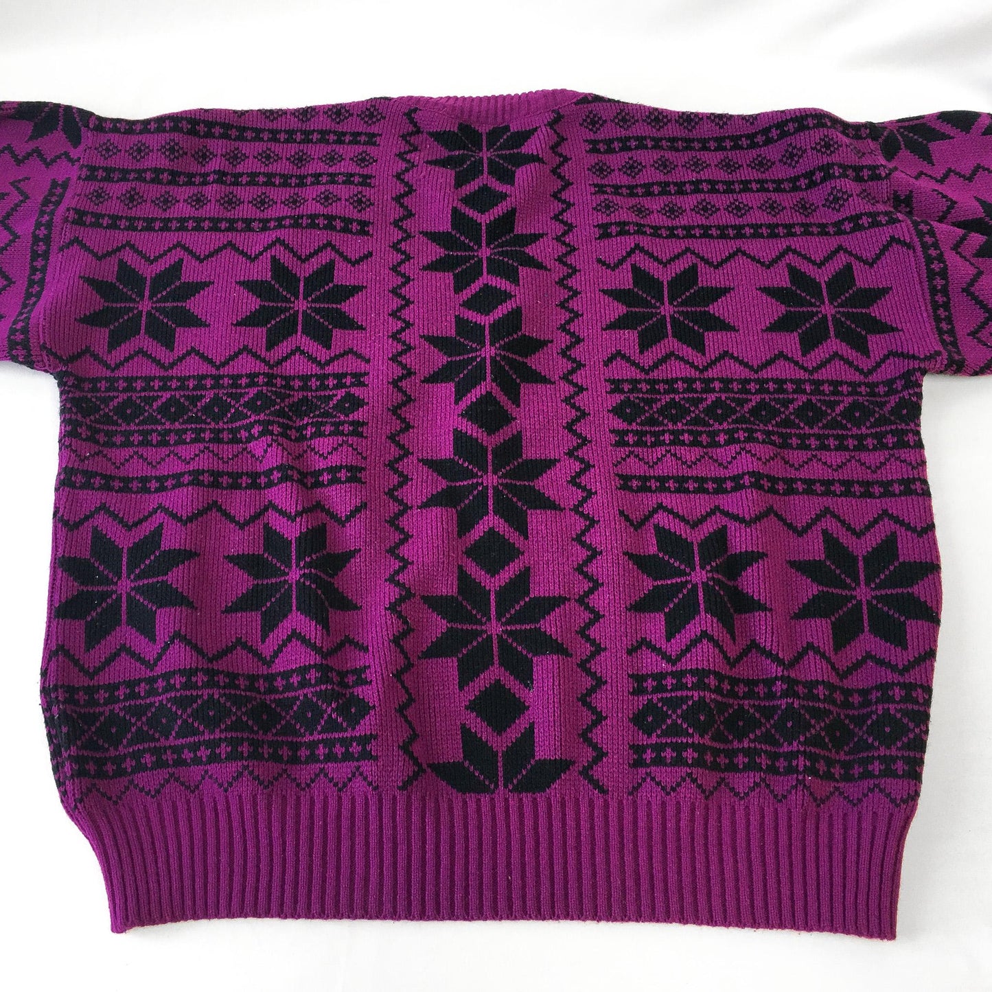 Vintage 90s Polaris Magenta/Purple Fair Isle Print Sweater, Men's Sz. XL, Vintage Festive Holiday Christmas Sweater