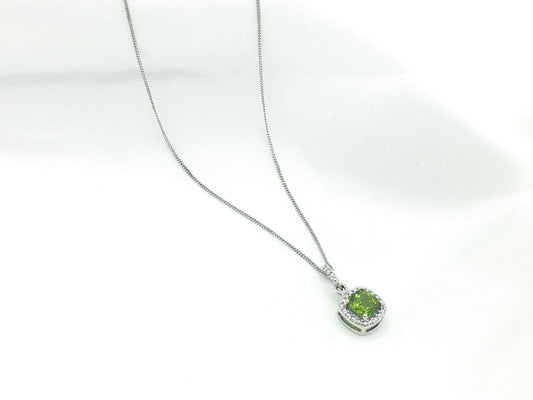 925 India Peridot and Topaz Pendant on 18" 925 Chain, Simple Everyday Birthstone Necklace