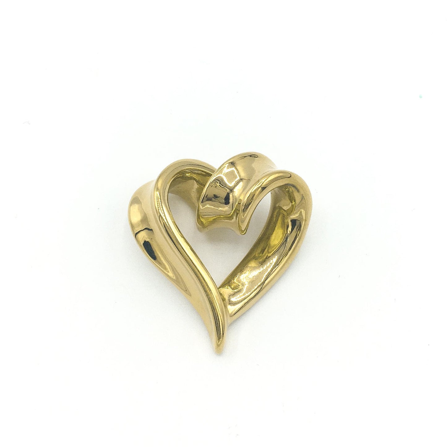 10K Yellow Gold Hollow Twisted Heart Pendant, 1.6g, 1.25" x 1.25"