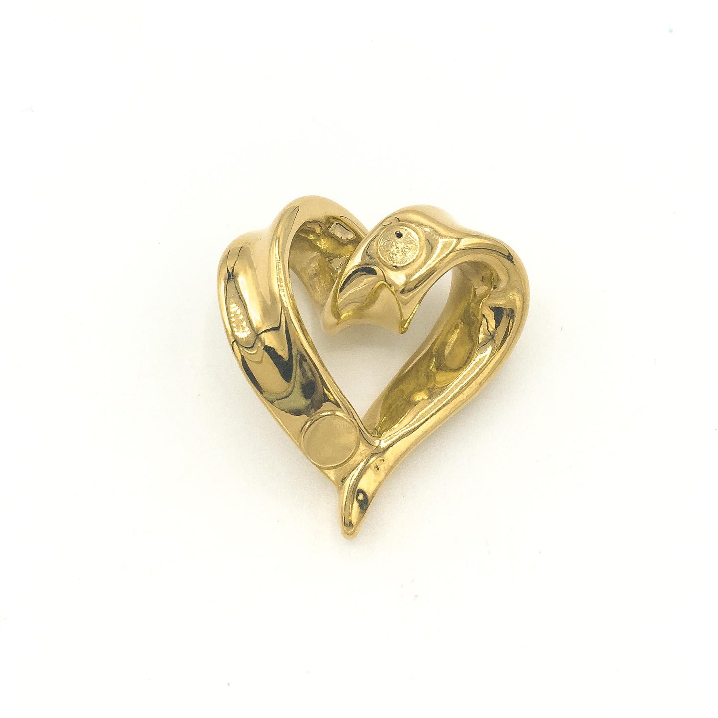 10K Yellow Gold Hollow Twisted Heart Pendant, 1.6g, 1.25" x 1.25"