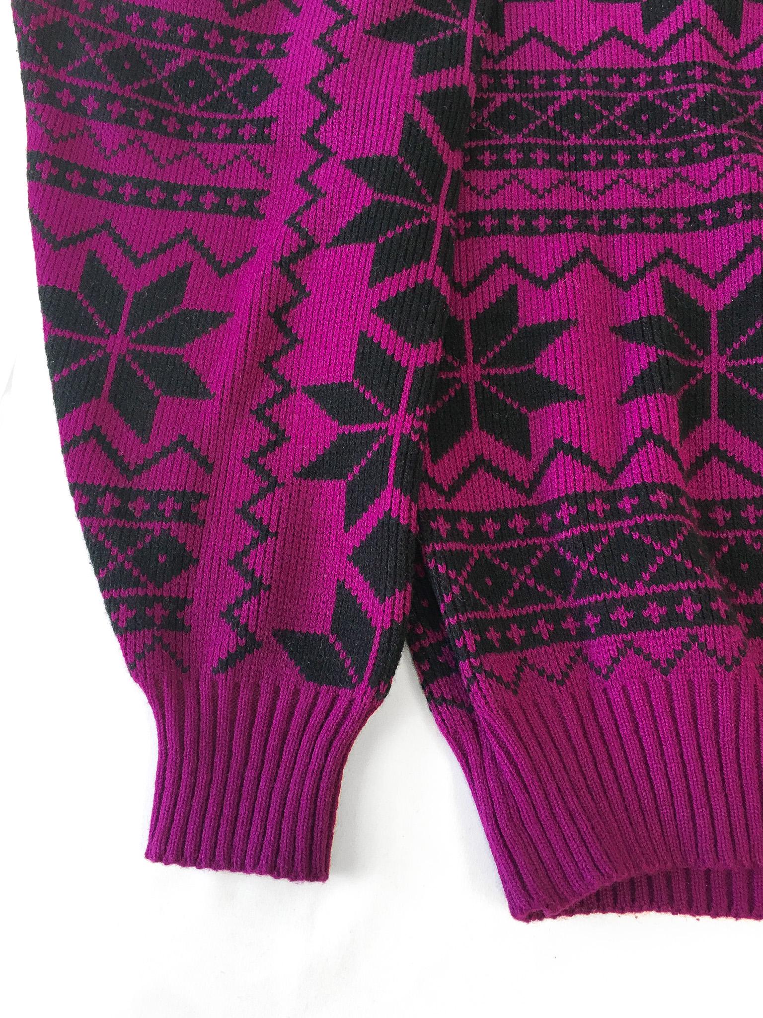 Vintage 90s Polaris Magenta/Purple Fair Isle Print Sweater, Men's Sz. XL, Vintage Festive Holiday Christmas Sweater