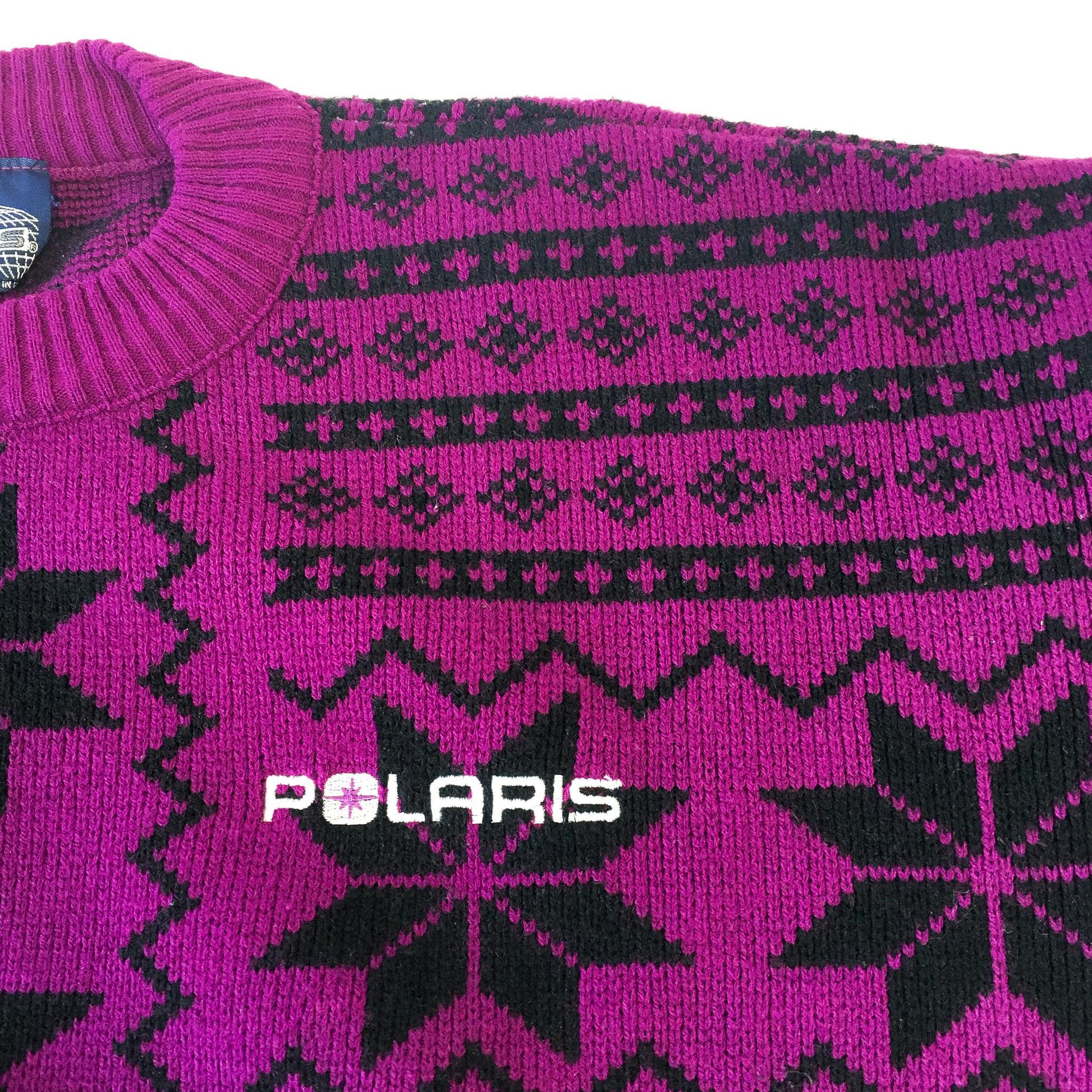 Vintage 90s Polaris Magenta/Purple Fair Isle Print Sweater, Men's Sz. XL, Vintage Festive Holiday Christmas Sweater