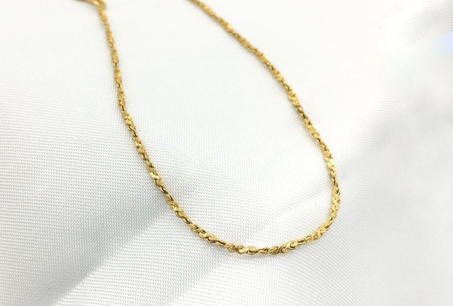 14K Gold Filled Diamond Cut Chain Bracelet, 7", 1mm, Simple Everyday Jewelry