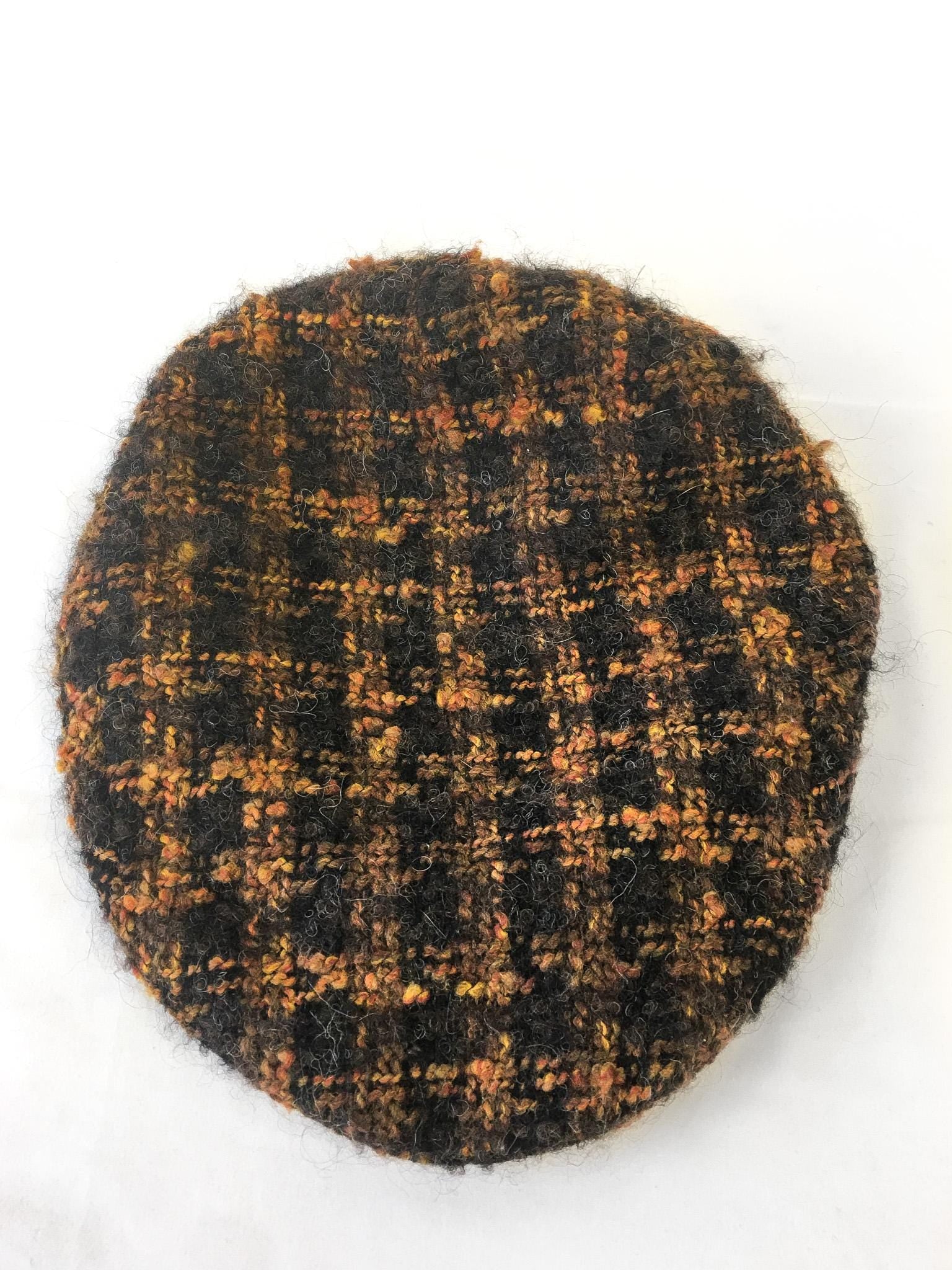 Vintage Doria Gruppo Borsalino Brown Orange Plaid Wool Mohair Newsboy Cap, Sz. 7 3/4