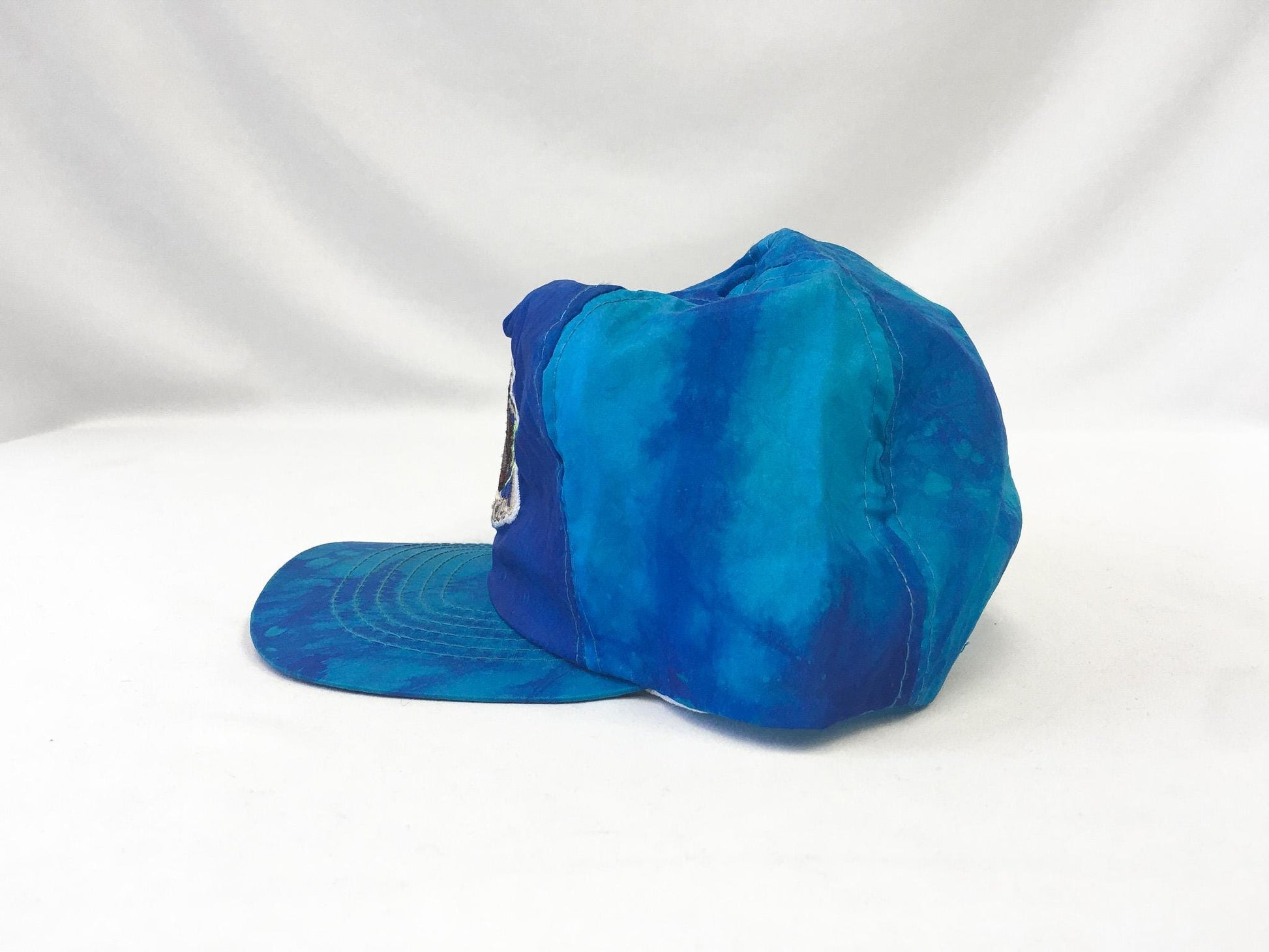 Vintage 90s Camel Smooth Character Caramel Blue Tie-Dye Flatbrim Baseball Cap, Vintage Streetwear Hat