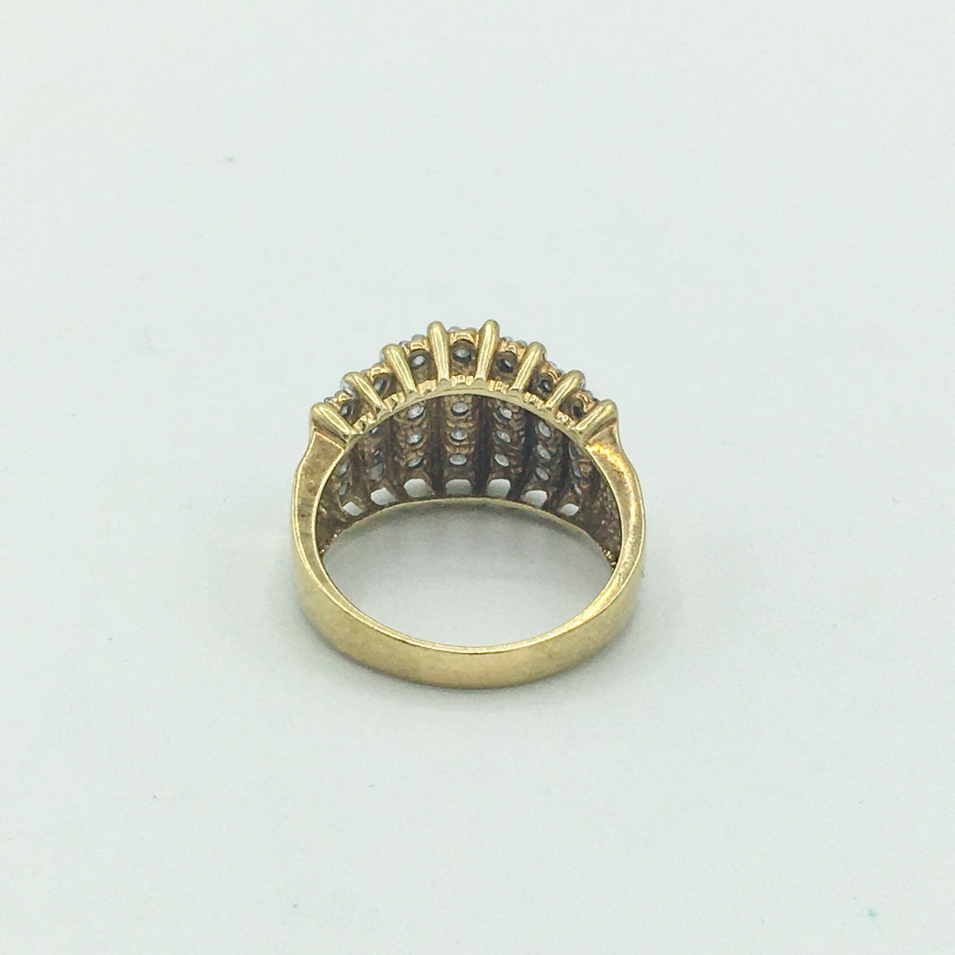 Vintage 10K Yellow Gold 1ct TW Diamond Cocktail Ring, Sz. 10, Vintage Art Deco Old Money Style Ring