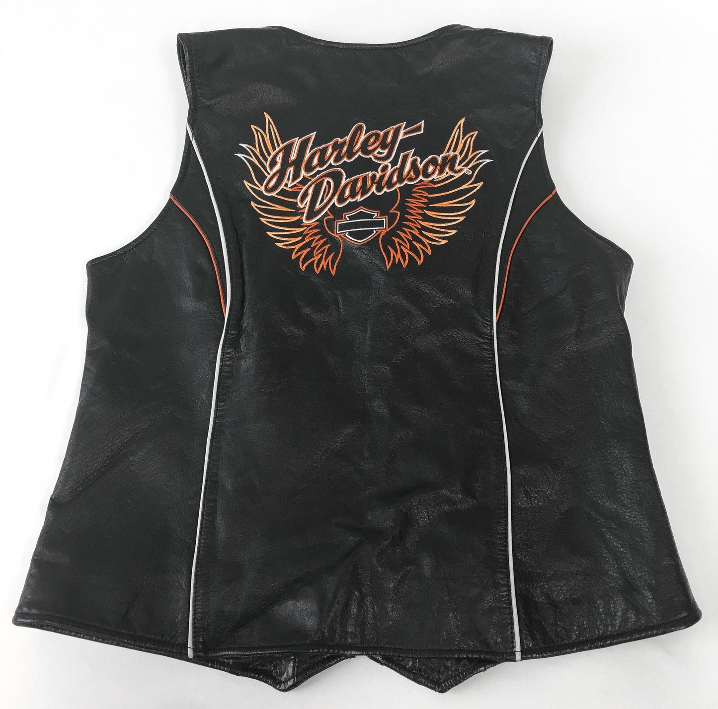 Vintage Inspired Harley Davidson Juneau Black Leather Vest, Women's Sz. L, Vintage Harley Biker Apparel