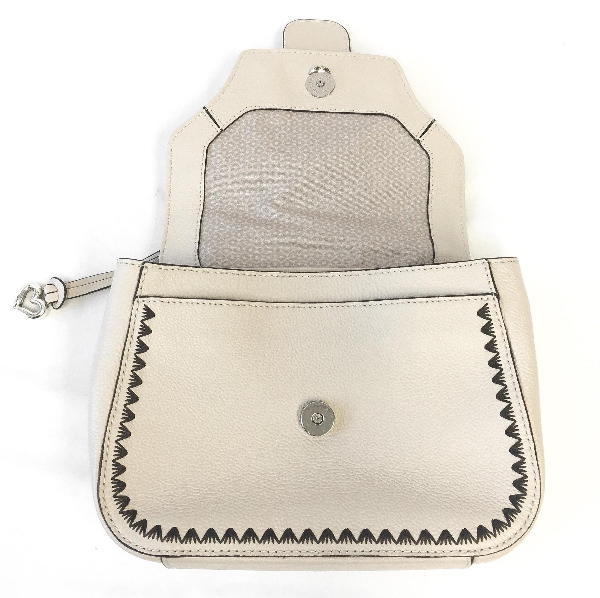 NWOT Brighton Elliot Cream/Off-White Leather Small Flap Top Handle Bag with Detachable Crossbody Strap, Vintage Western Handbag