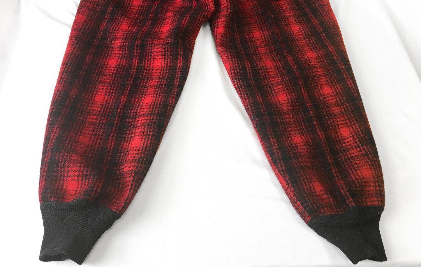 Vintage 80s Woolrich Red Plaid Wool Hunting Field Jogger Pants, Style #1983, Sz. 36" x 30"