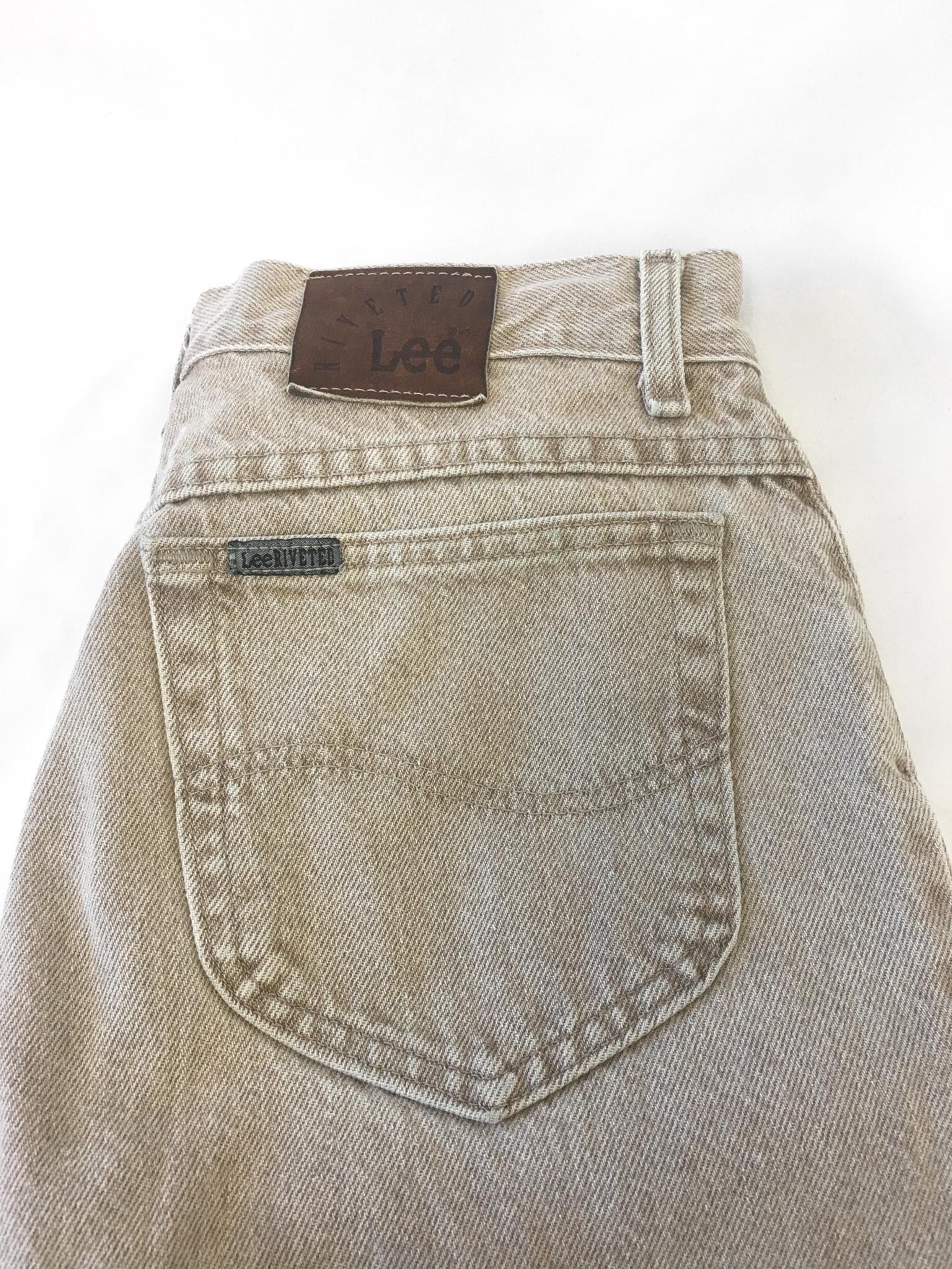 Vintage LEE Riveted Beige Tapered Jeans, 28" x 27"