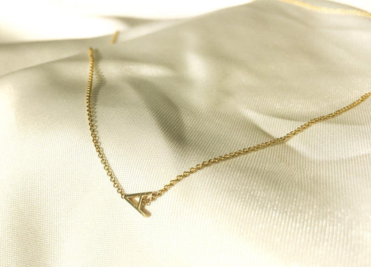 14K Gold Maya Brenner "A" Initial Necklace, 16" Chain, Simple Everyday Layering Initial Necklace