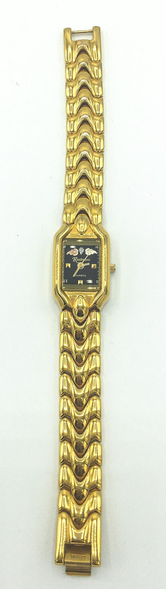 Rushmore Black Hills Gold Gold Toned Leaf Adjustable Watch, In Working Condition, 7.5"