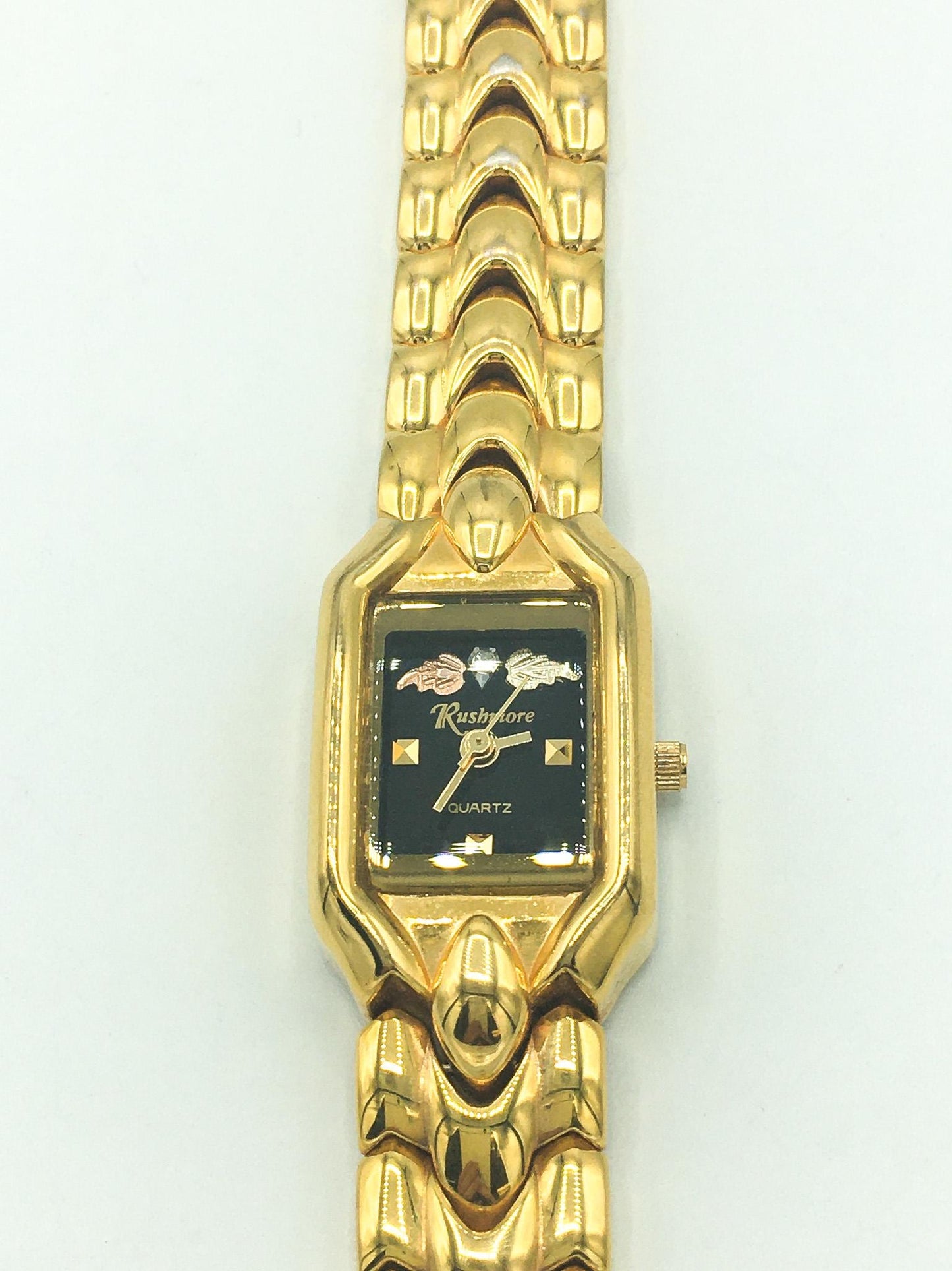 Rushmore Black Hills Gold Gold Toned Leaf Adjustable Watch, In Working Condition, 7.5"