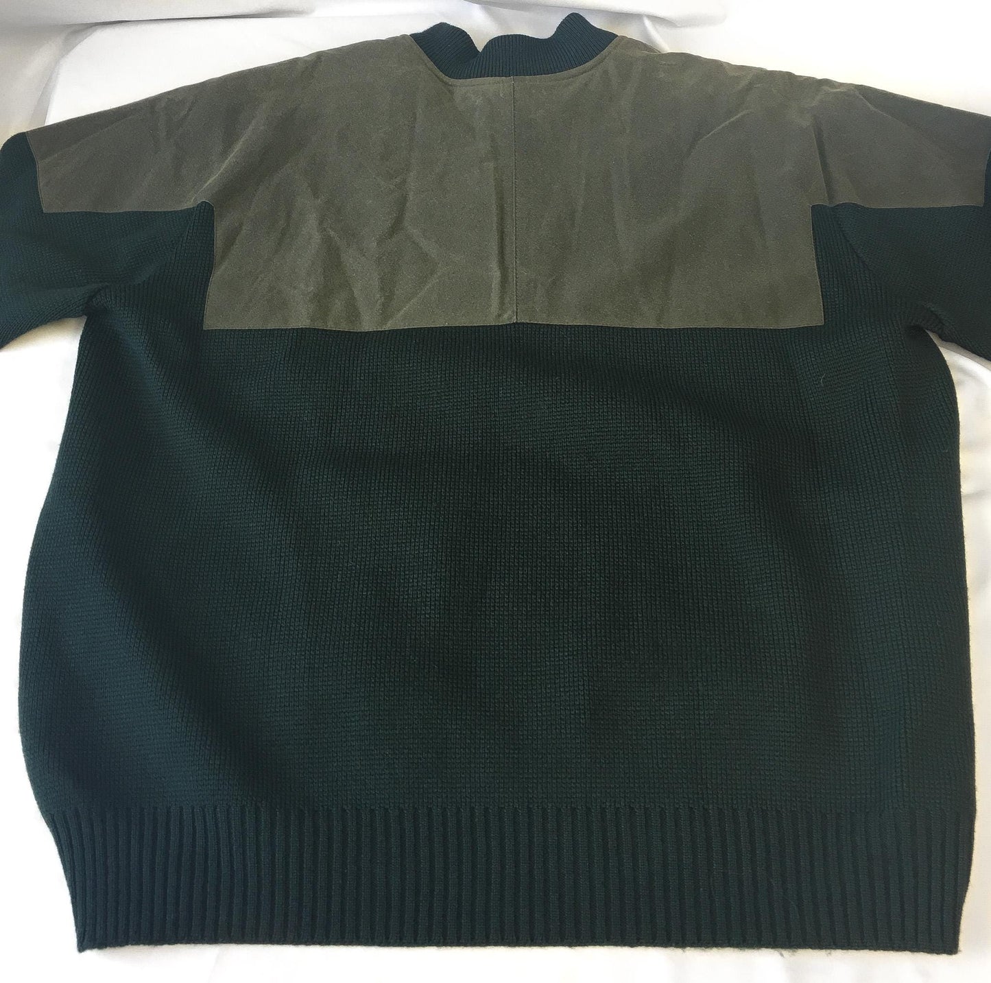 Vintage Filson Forest and Olive Green Henley Guide Suede and Wool Heavyweight Sweater, Sz. 2XL