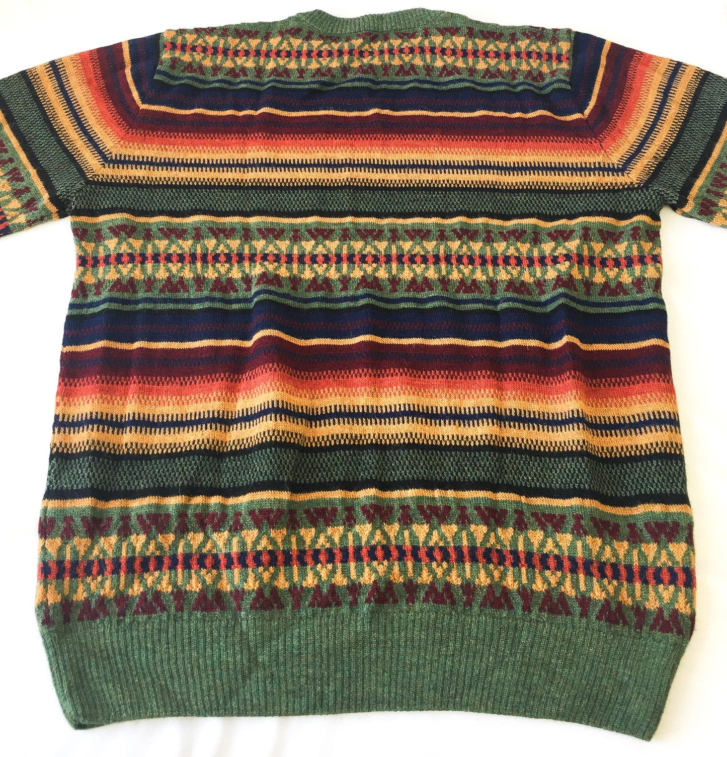 NWT Millmas Alpaca Wool Green Multicolor Abstract Geometric Print Sweater, Men's Sz. XL, Vintage Grandpa Sweater