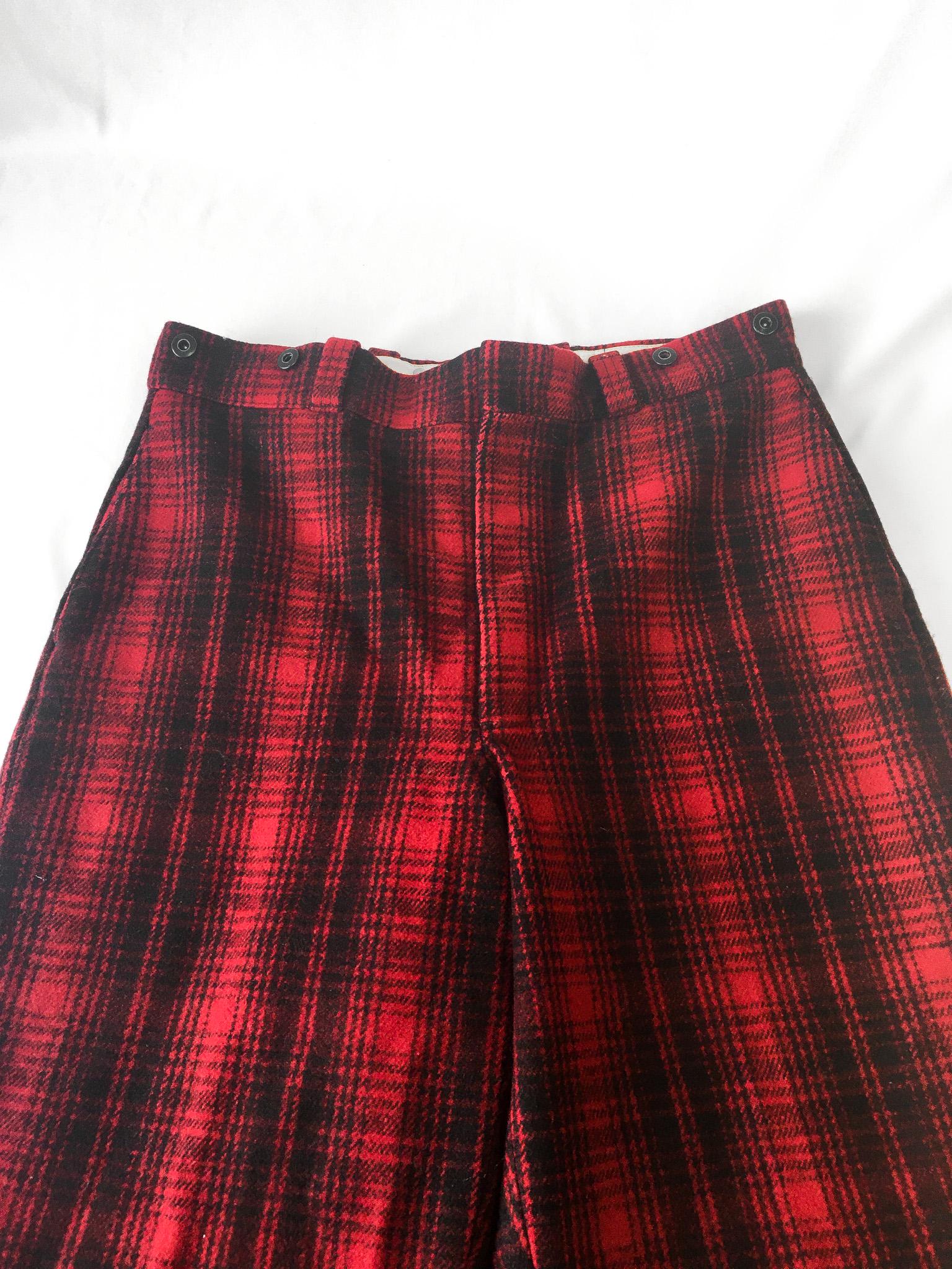 Vintage 80s Woolrich Red Plaid Wool Hunting Field Jogger Pants, Style #1983, Sz. 36" x 30"